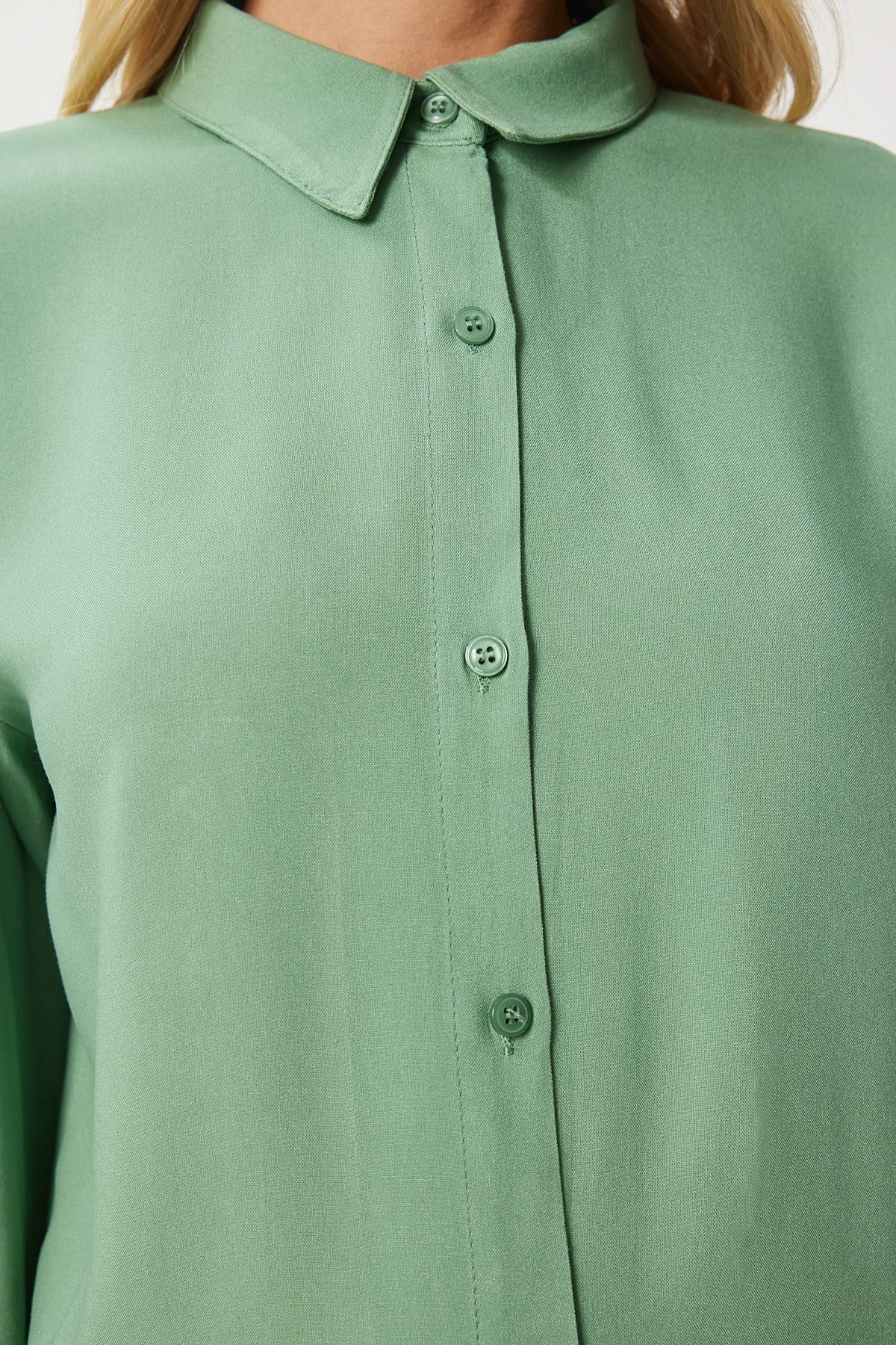 Woman Khaki Cılmış Mold Viscose Shirt To00153