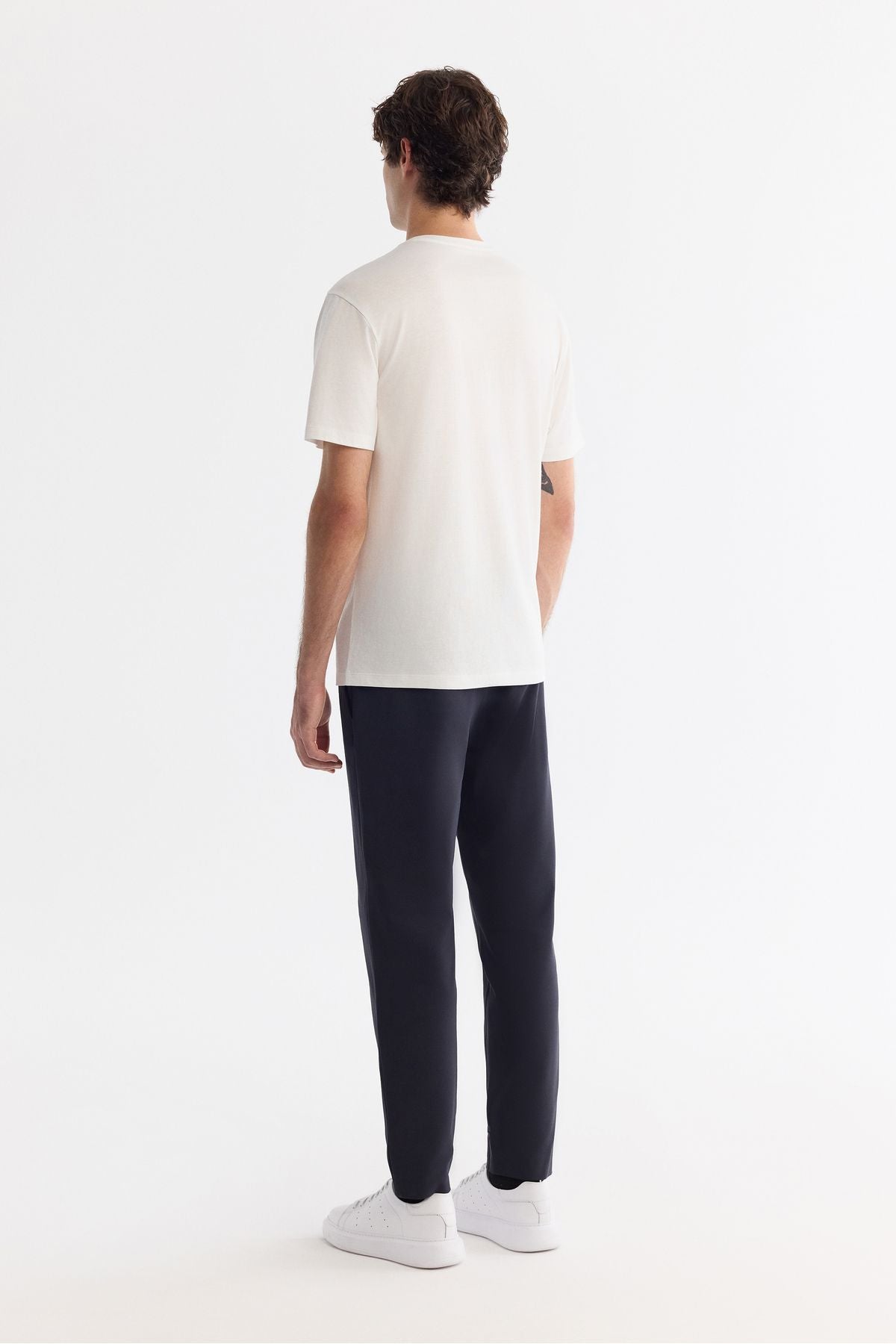 Men's White Ultrasoft Bicycle Collar Flat Modal T-Shirt B001171