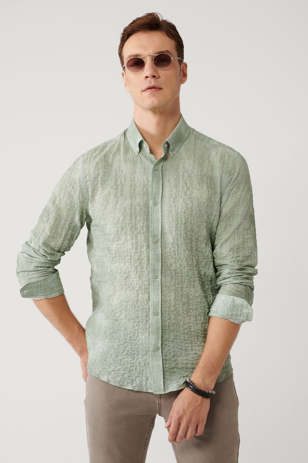 Men's Green British British Cotton Waithful Shirt A41y2157