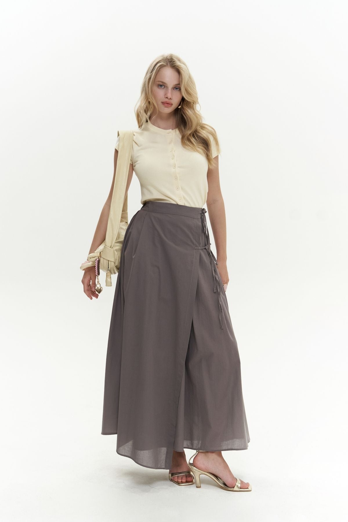 Aida Rope Detail Pleated Smoked Skirt