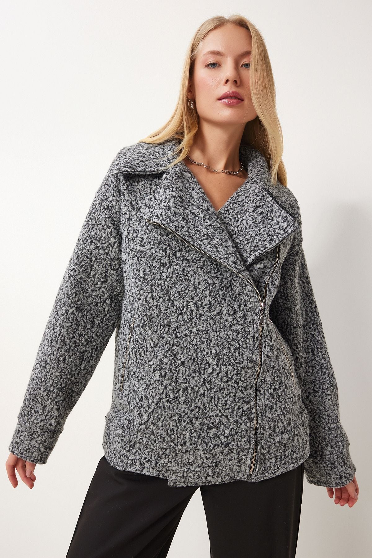 Women's Gray Shawl Yaka Bouquet Jacket FN03386