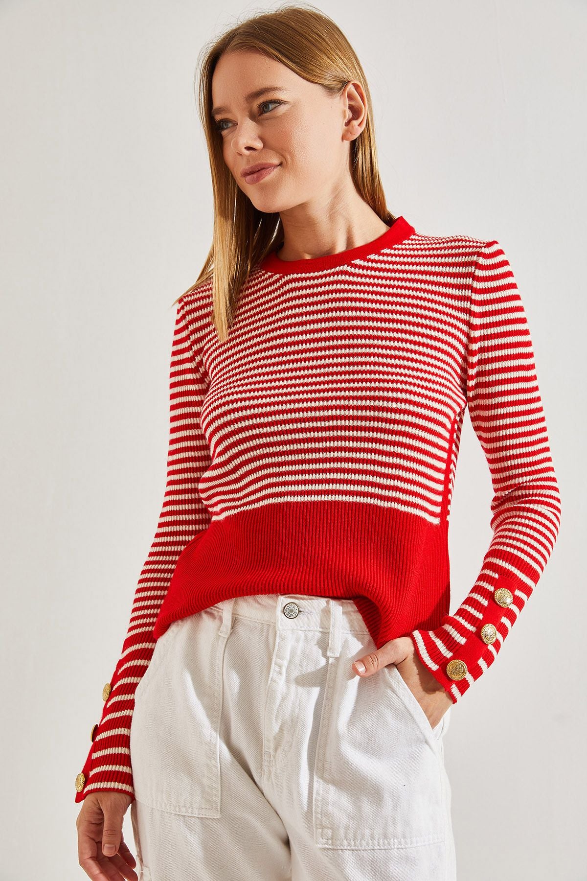 Women's Arms Buttoned Triko Sweater