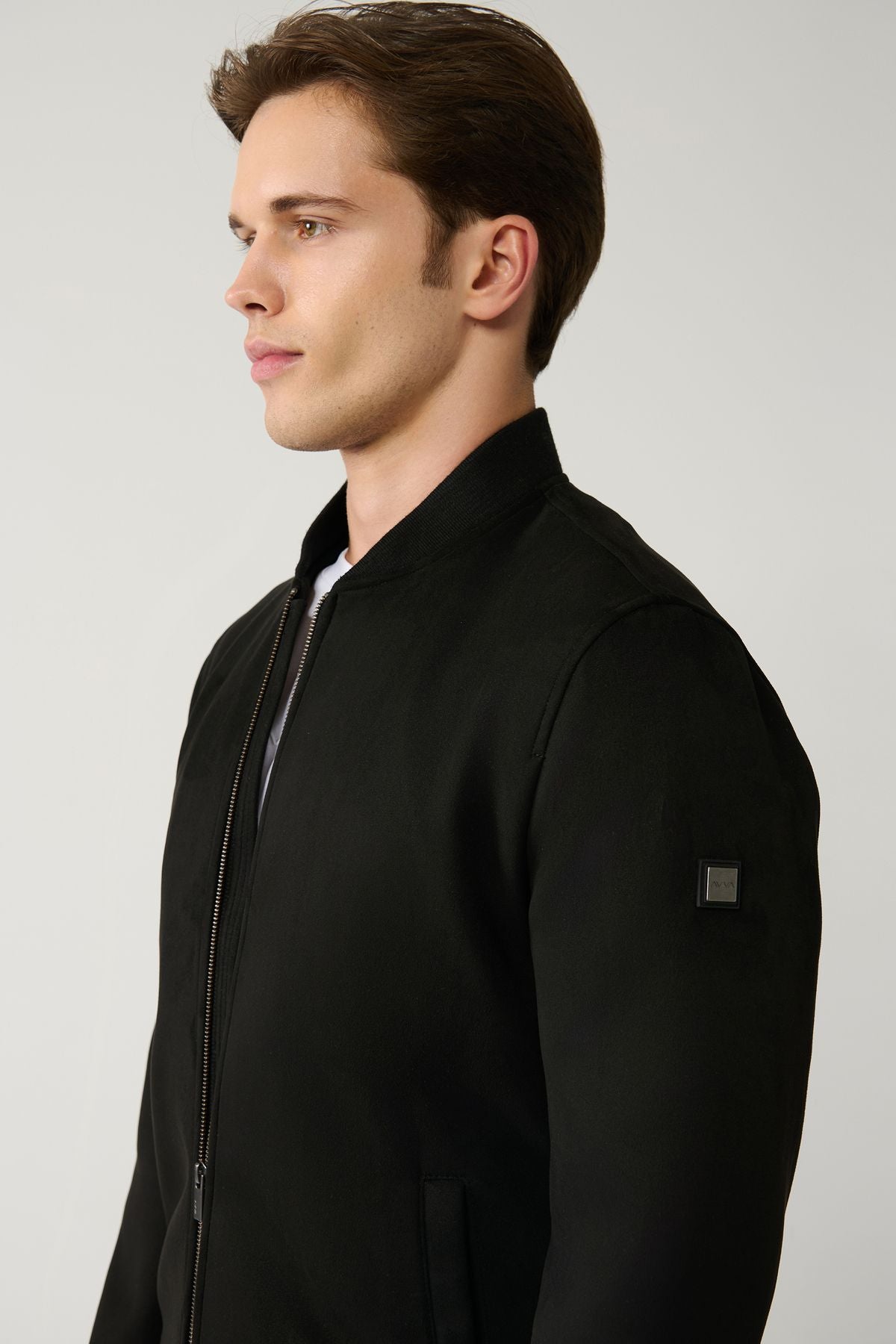 Men's black zipper suede -looking Bomber Ince Mont B006045
