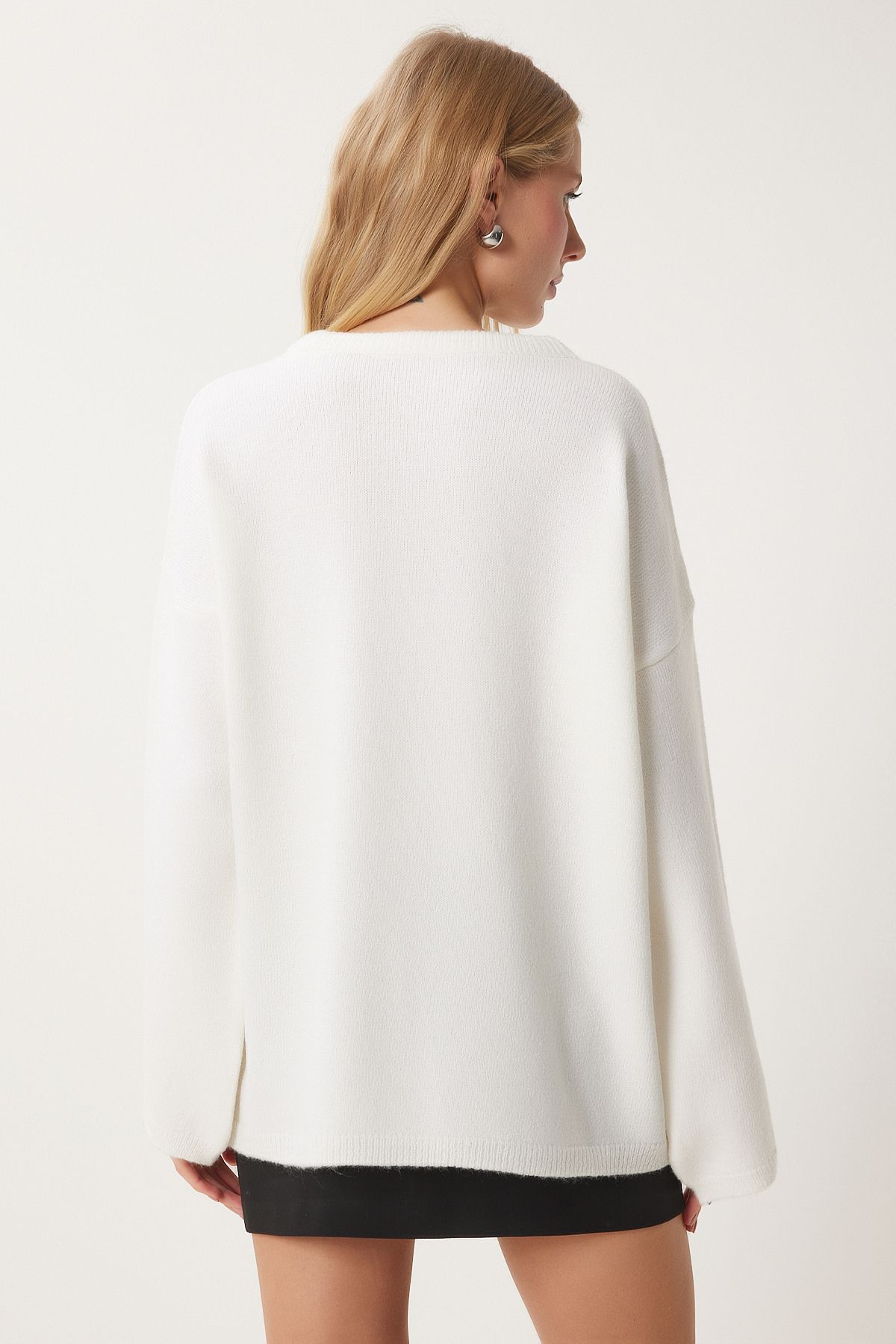 Woman Ekru Bow Detailed Oversize Knitwear Kazakh KB00042
