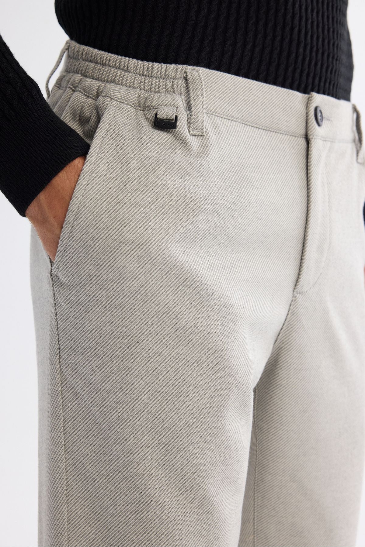 Men's light gray side rubber diagonal elastan patterned pants A42y3083