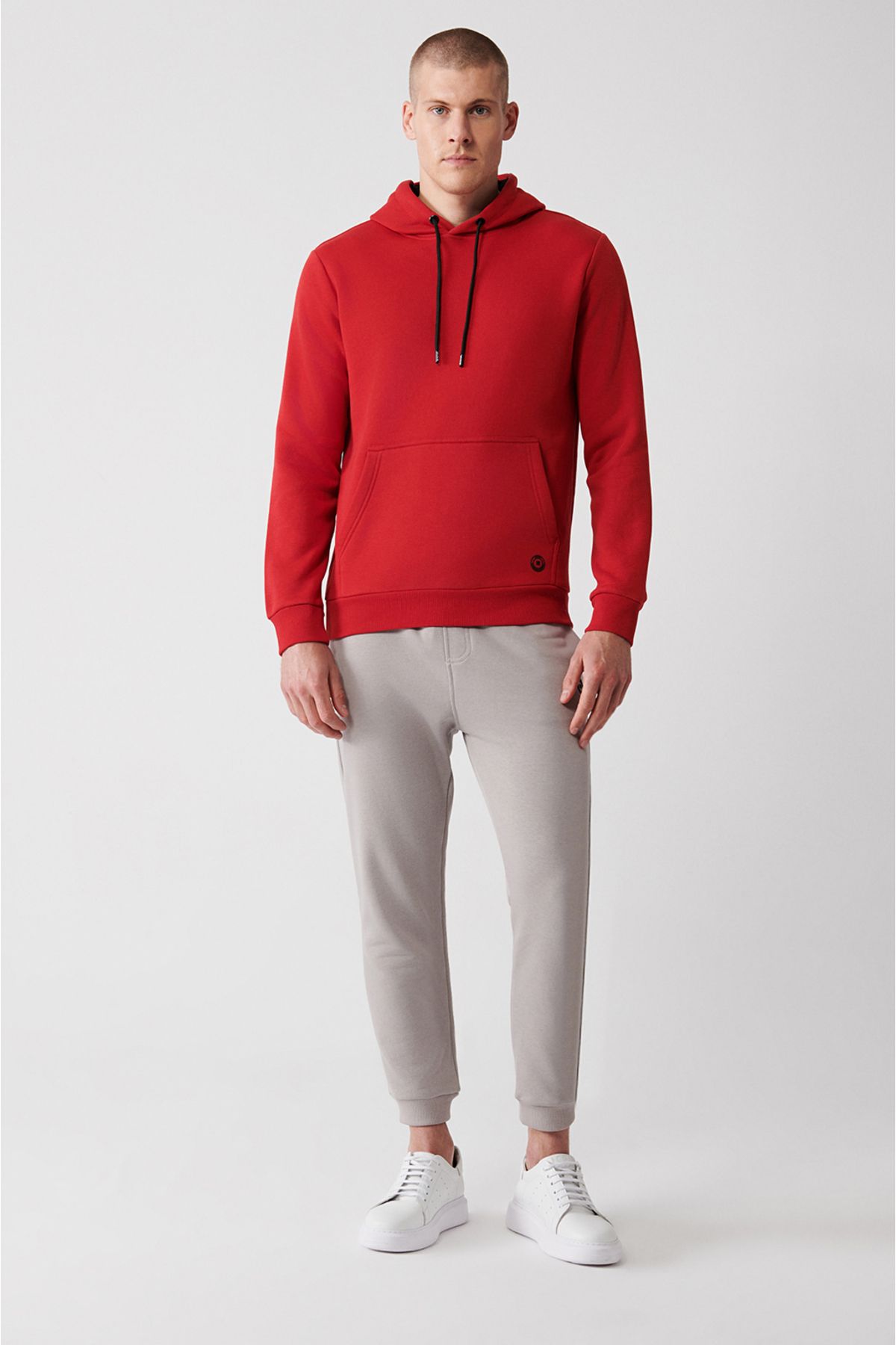 Men's red hooded 3 -IP Cotton Sweatshirt E001018