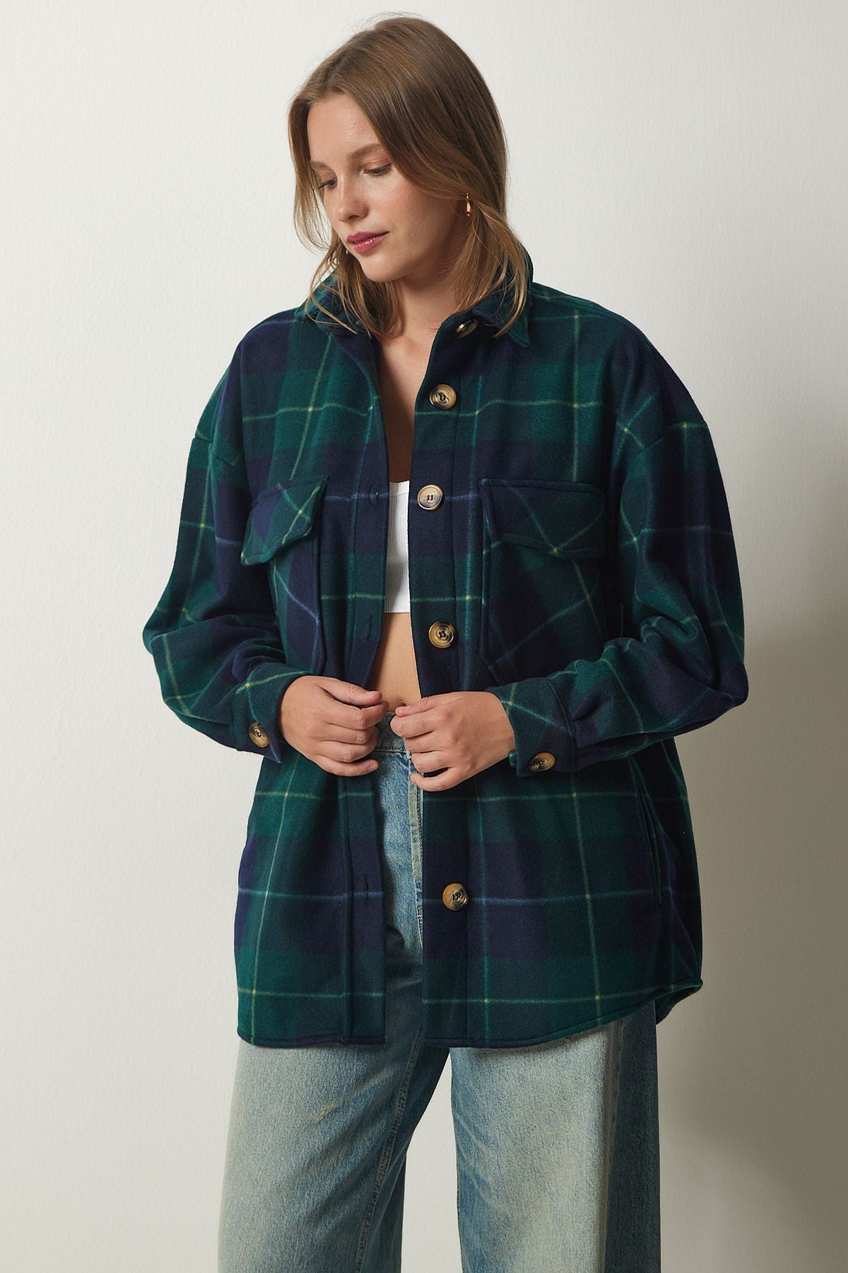 Female Emerald Green Woody Polar Shirt Jacket UB00122