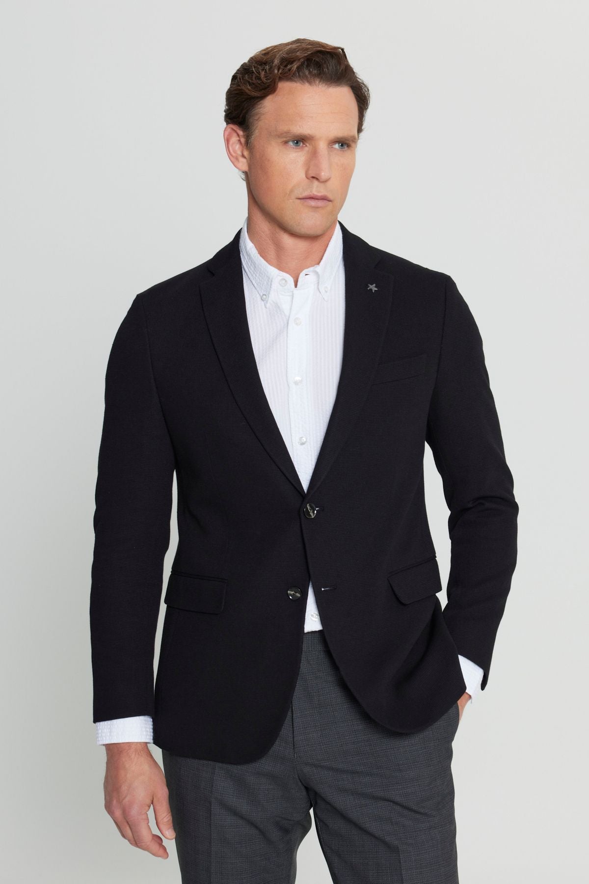 Men's Black 360 Cotton Flexible Slim Fit Num Fit Narn Cut Mono Yaka Amelor Blazer Jacket