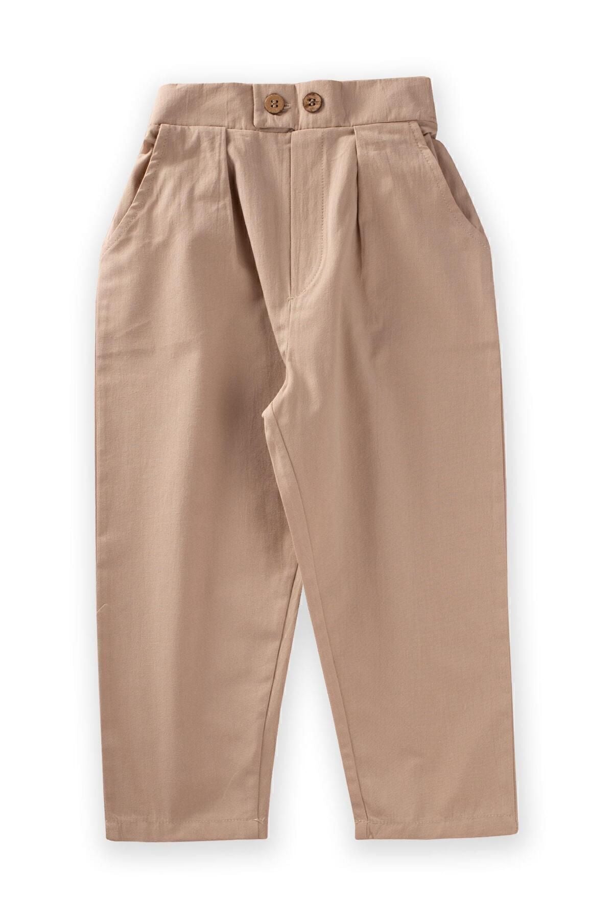 Pleated Boyfriend Pants 2-8 Years Beige