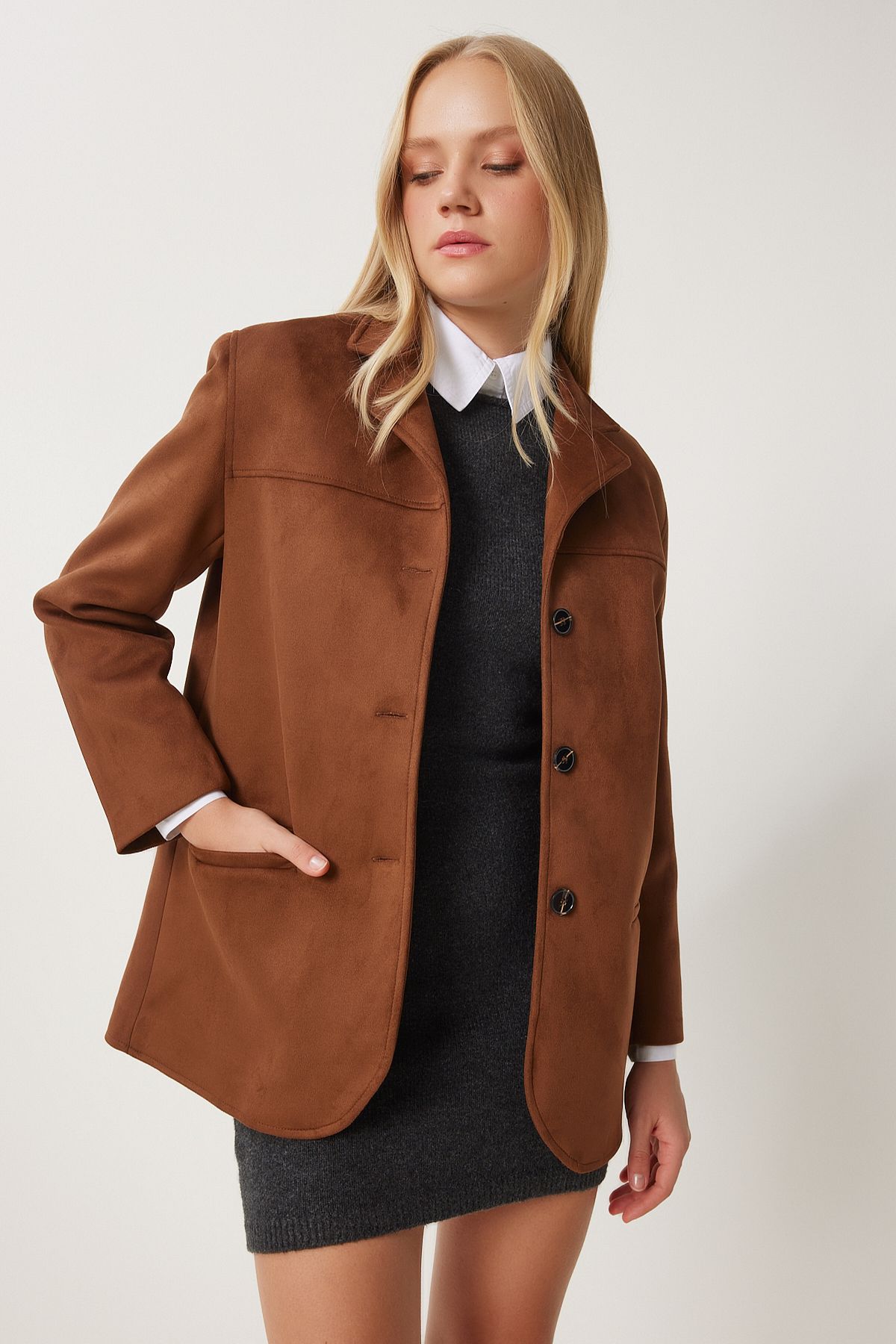 Female Brown Premium Suede Jacket FK00012
