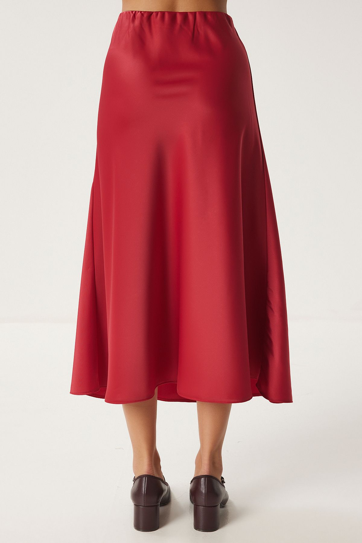 Woman Red Satin Surface Woven Skirt DP00224