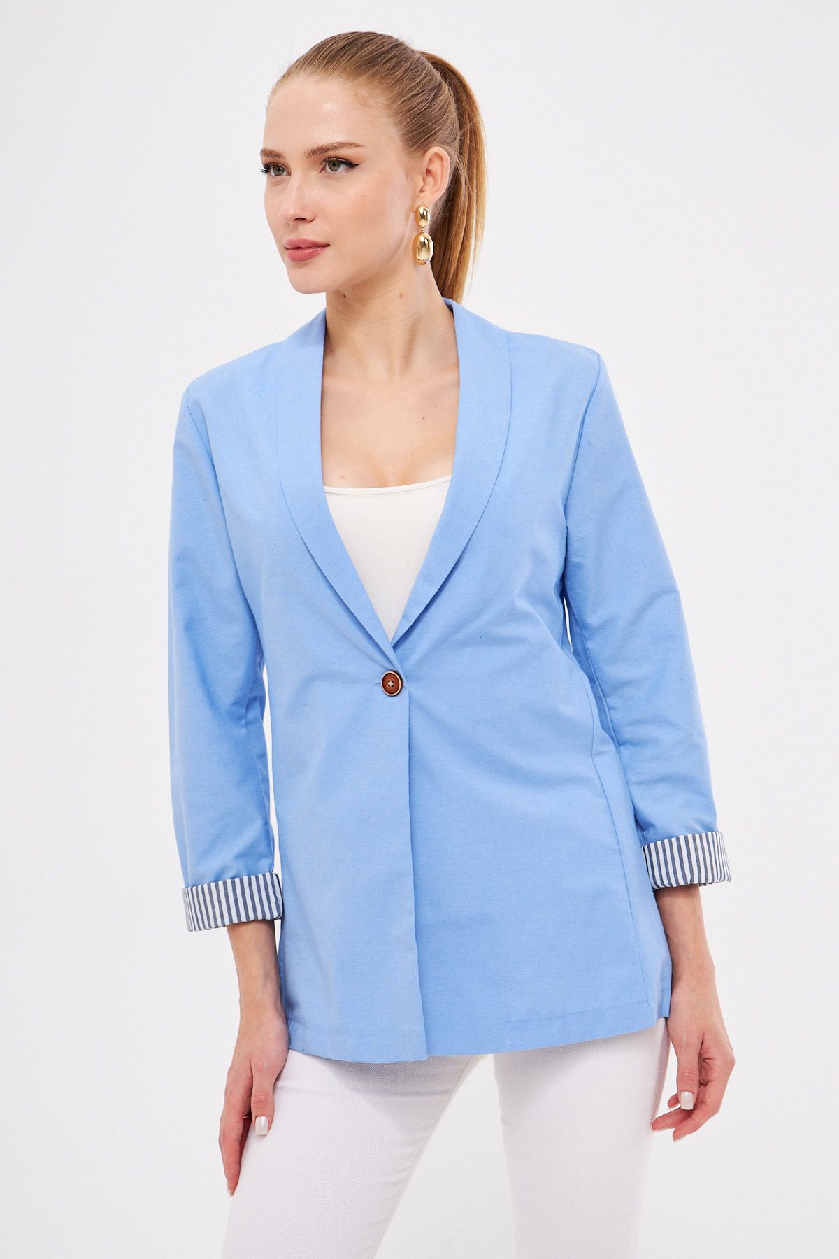 Female Icemavi Sleeve Striped Single button Jacket ARM-22K001122
