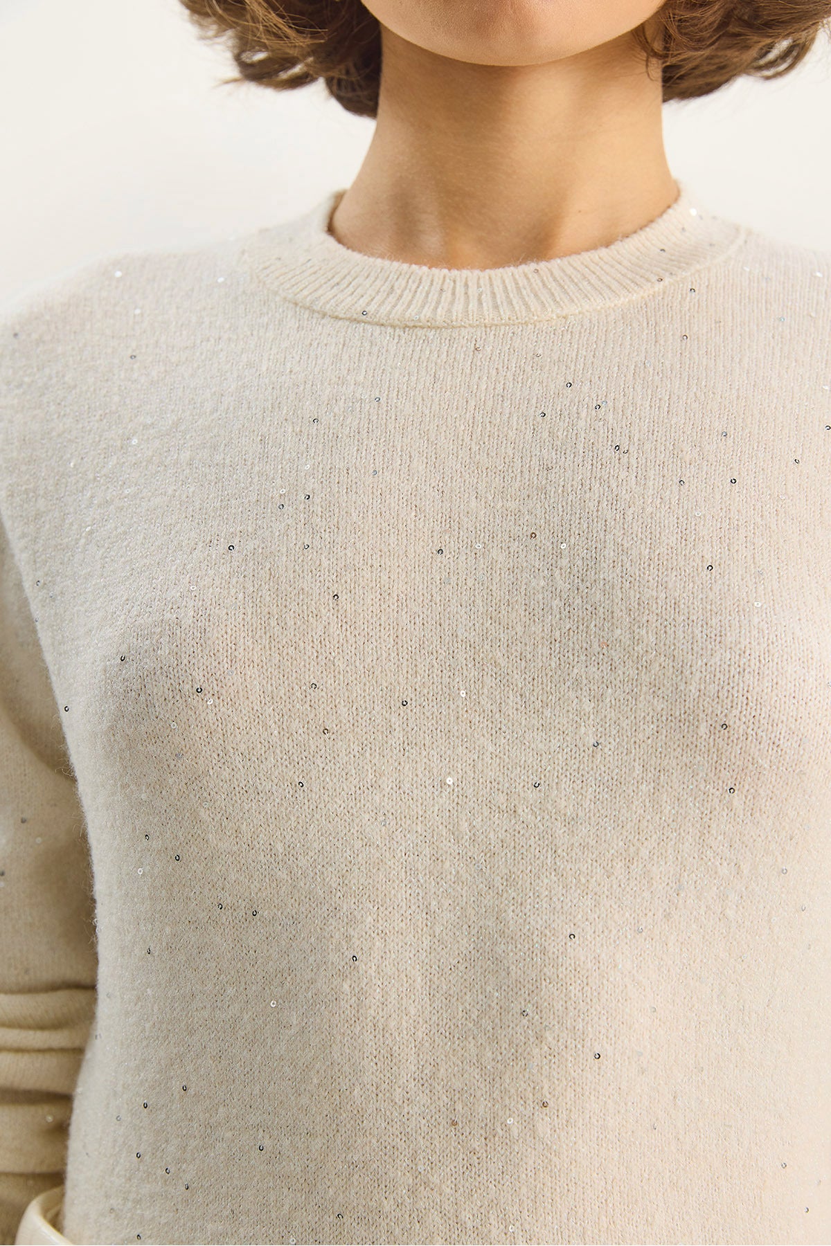 Women's Crew Neck Sequin Detailed Gilded Knitwear Sweater 4946 60283585