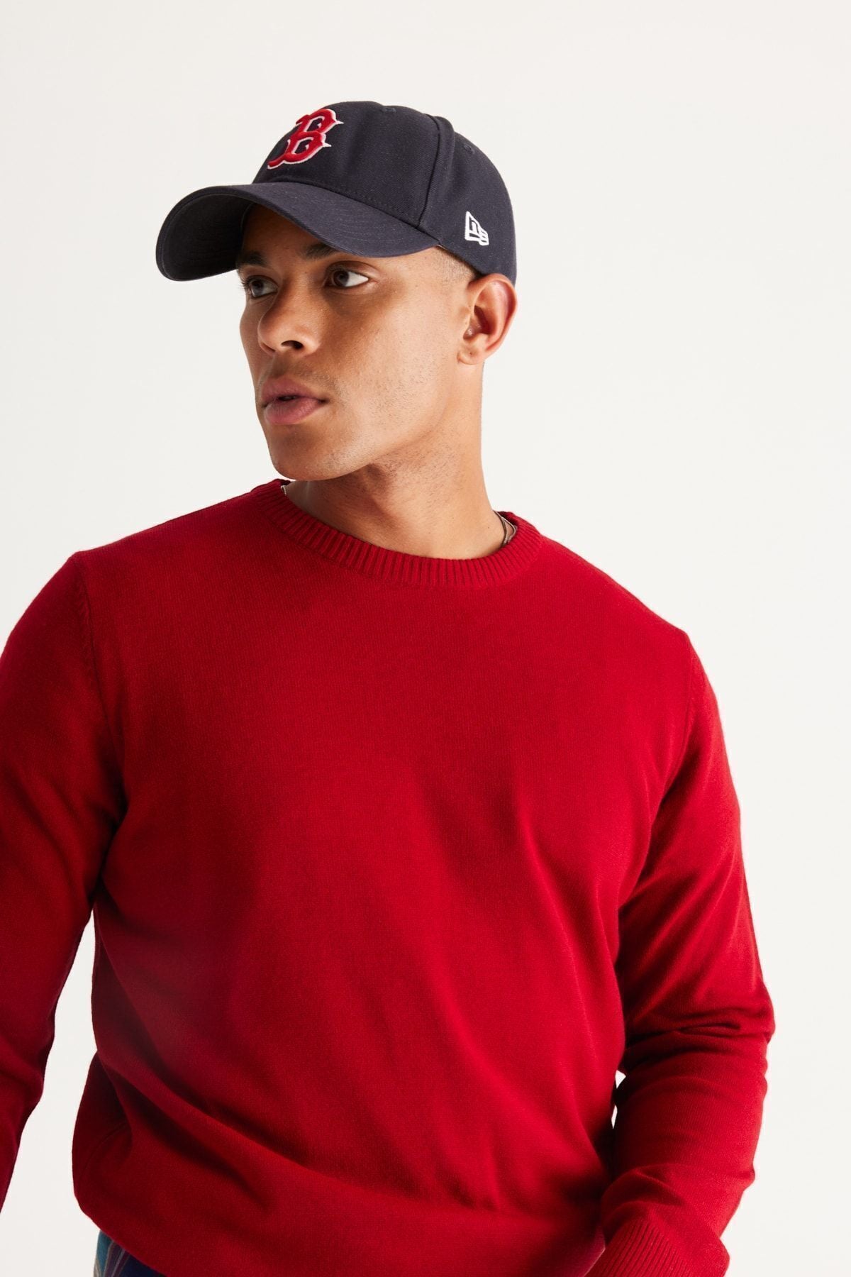 Men's Red Following Anti-Pilling Standard Fit Normal Normal Cut Bicycle Knitwear Sweater