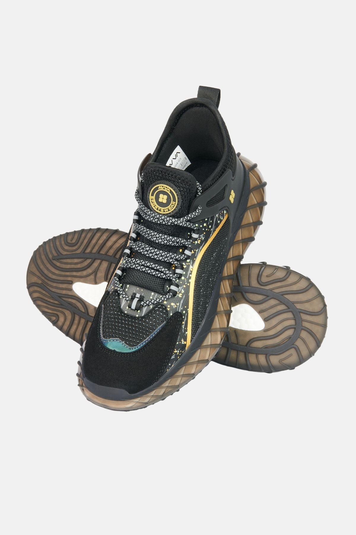 Men's black flexible floor sneaker shoes A32y8004