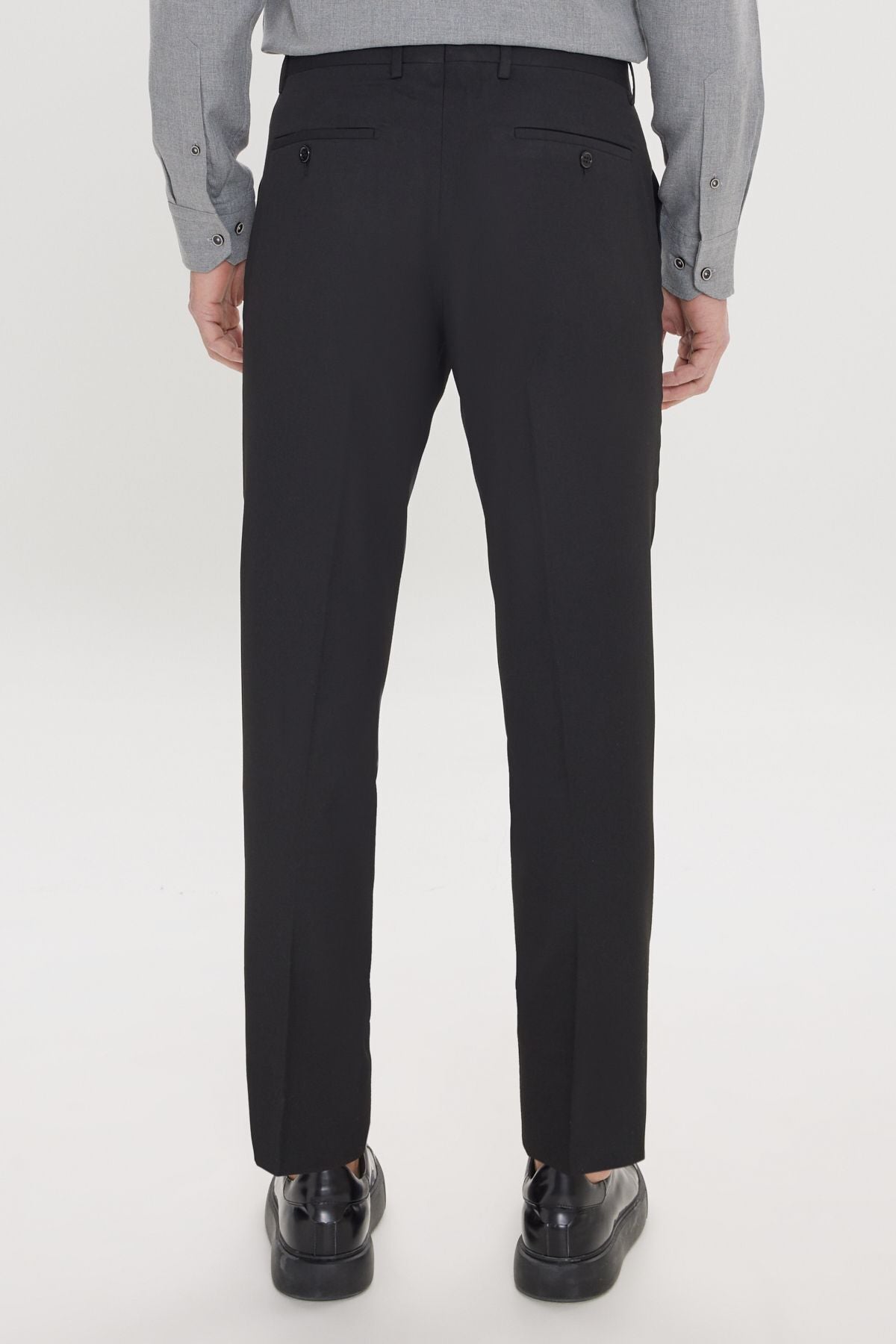 Men's black slim fit narrow cut flexible classic pants