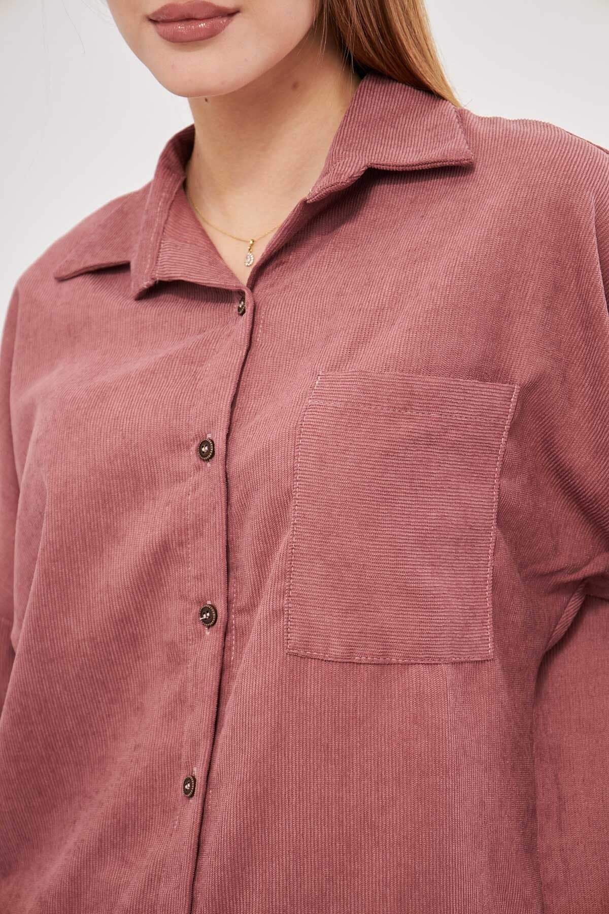 Female Rose Dry Pocket Oversize Fine Wick Velvet Shirt ARM-24K001076