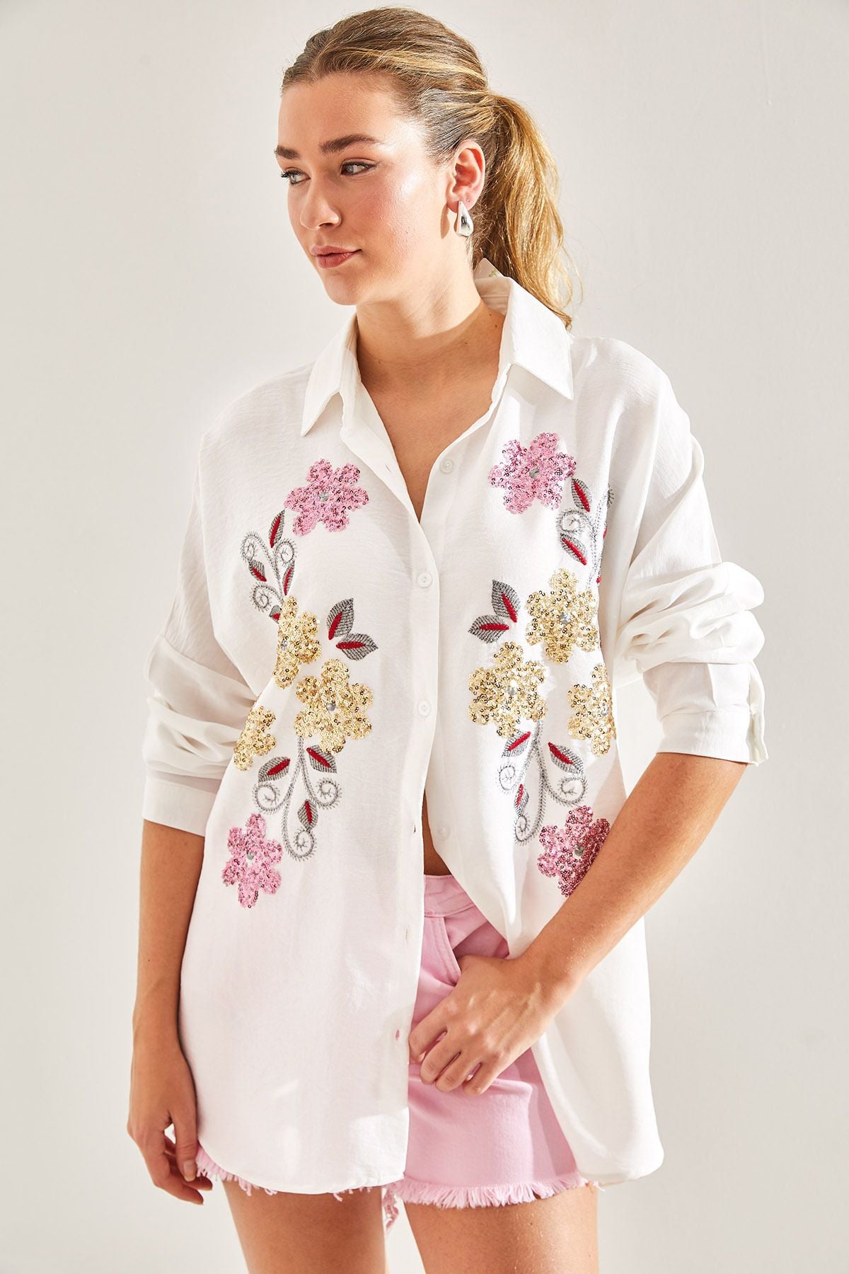 WOMEN'S STAMP PERSON ENGLISH SOFYA KETEN SHIRT 60181010