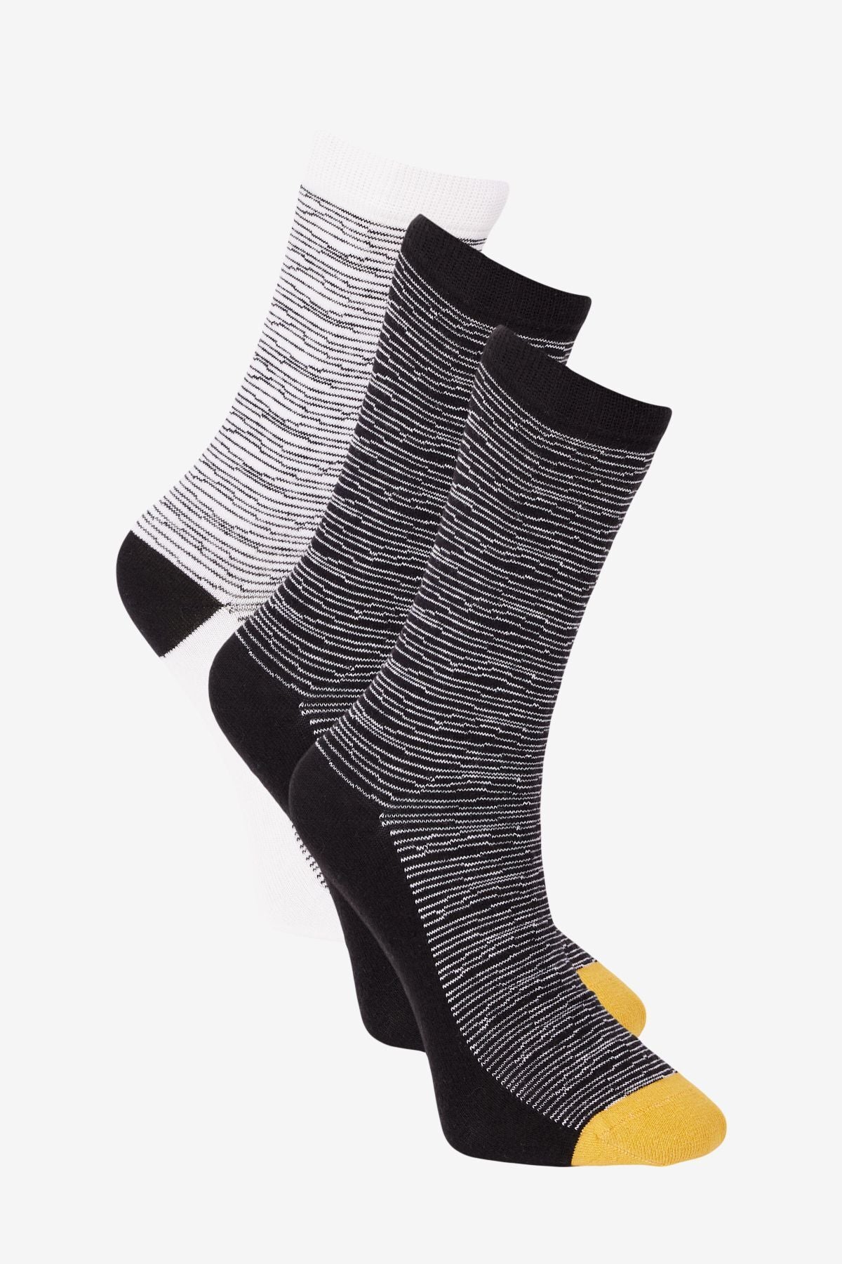 Men's black-and-white 3-pack 100 %cotton flexible patterned socket socks