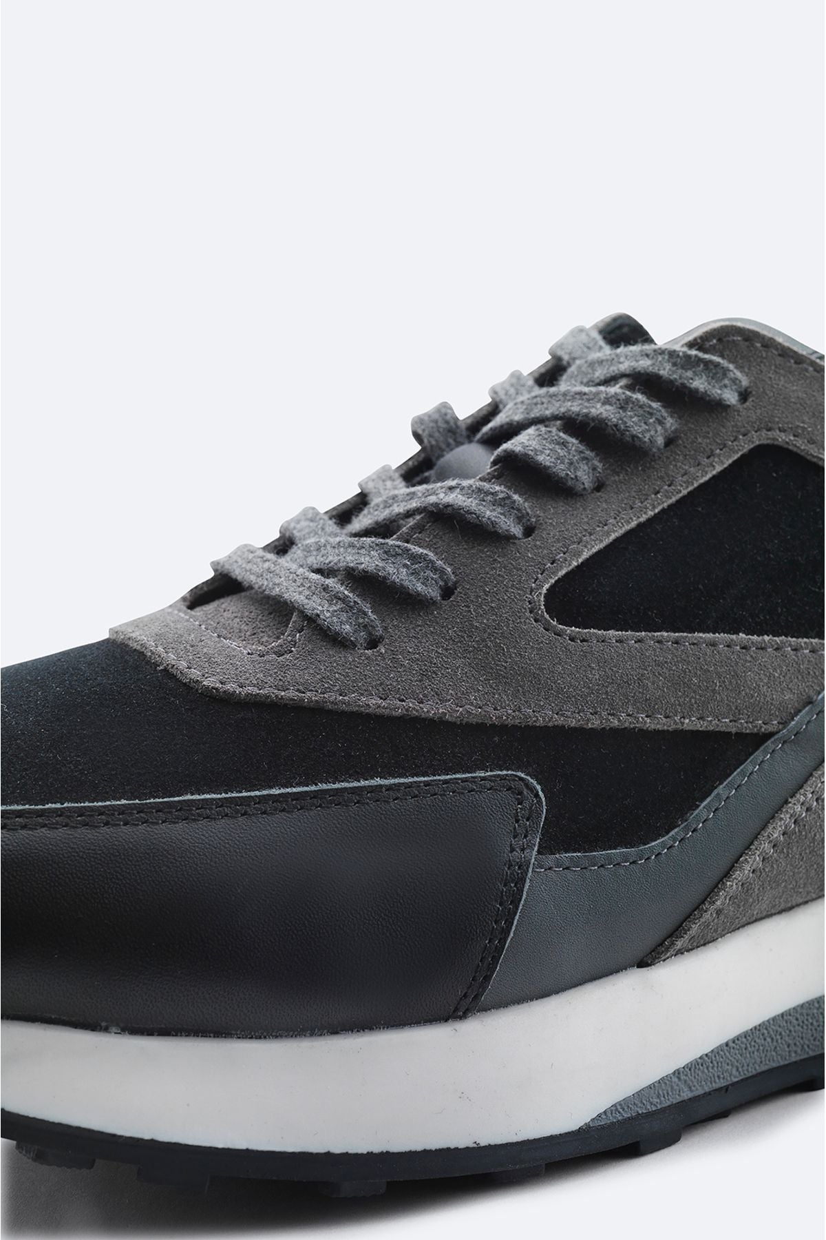 Men's black 100 %leather flexible floor casual shoes A31y8005