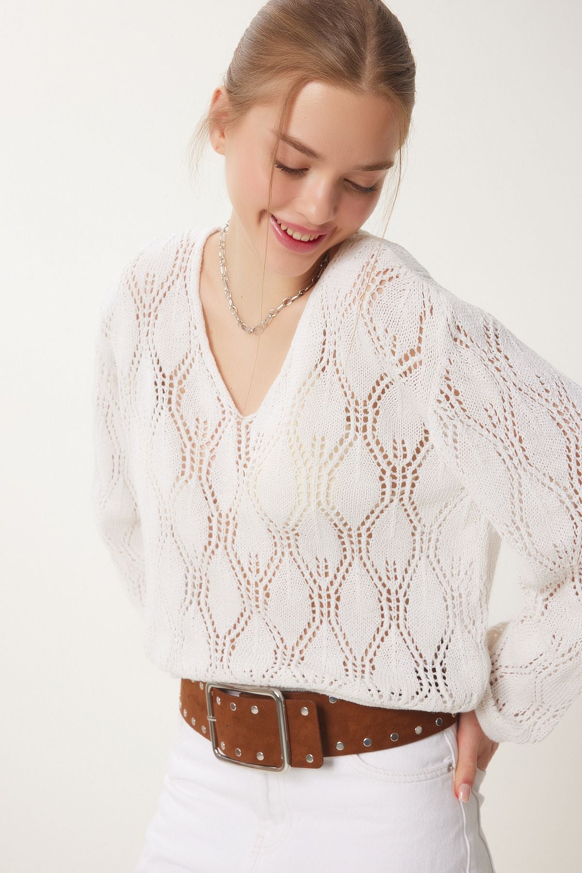 Women's Cream Offer Knitwear Sweater MC00208