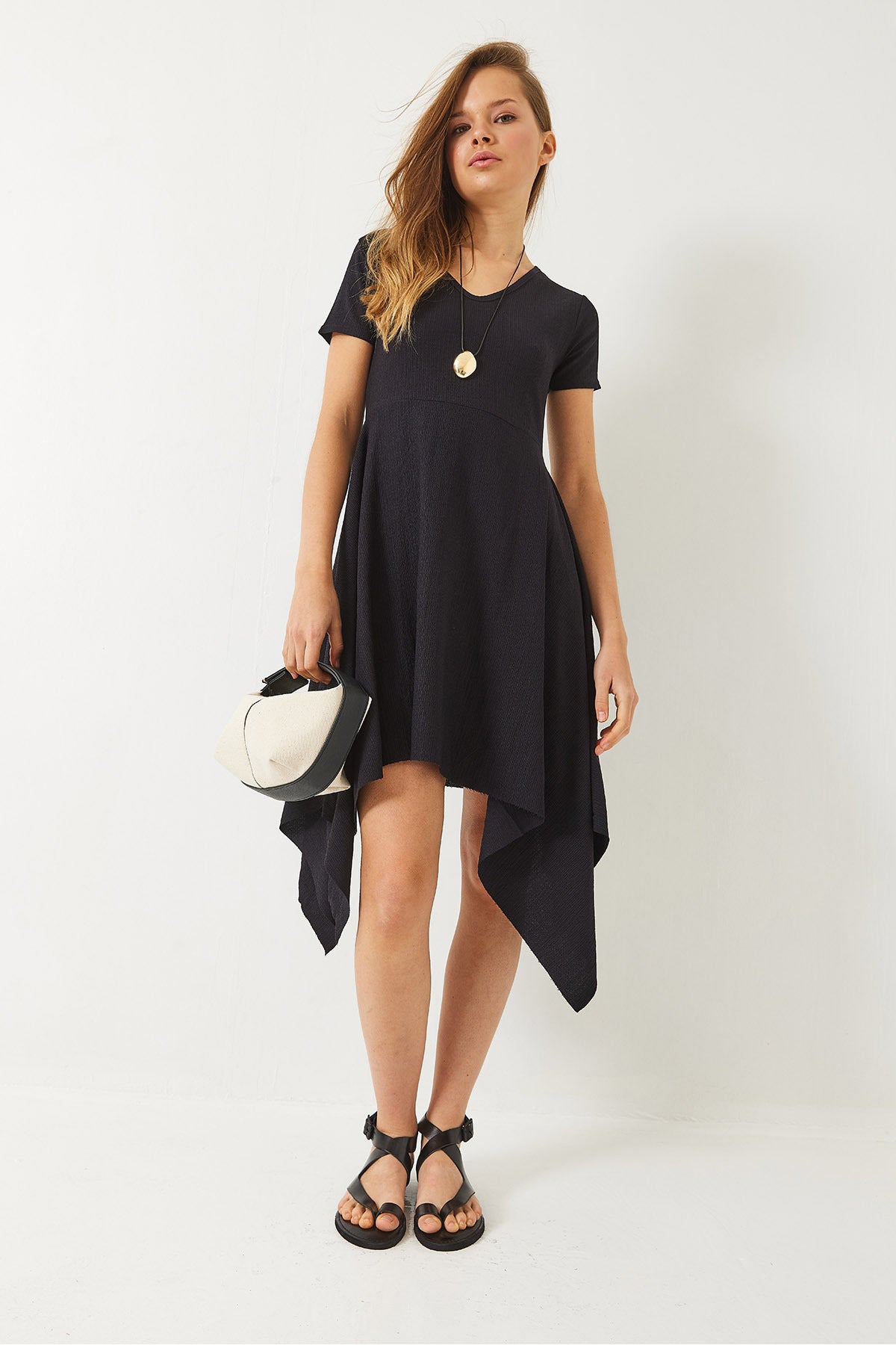 Women's Asymmetrical Cut Short Sleeve V-Neck Wrap Dress 60261560