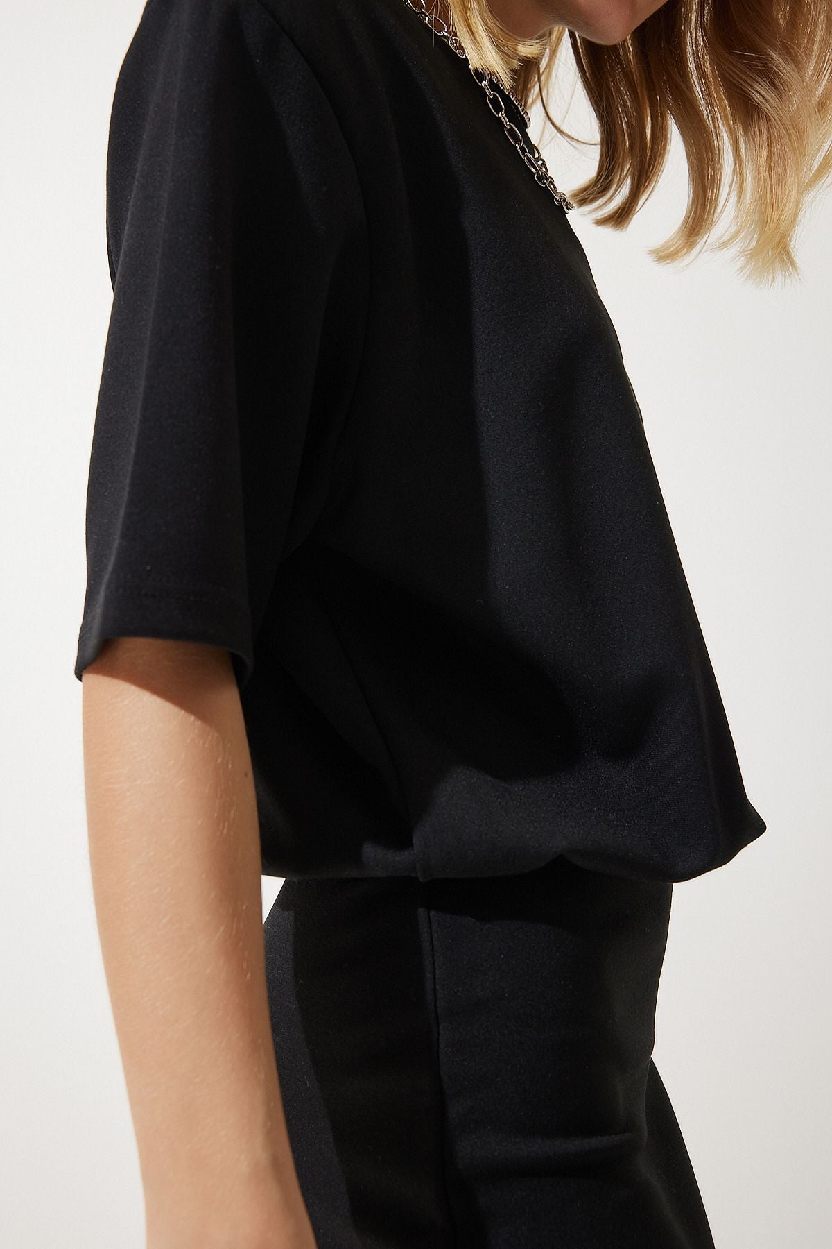 Woman Black Patriarchal Lycra Knitting Dress NY00002