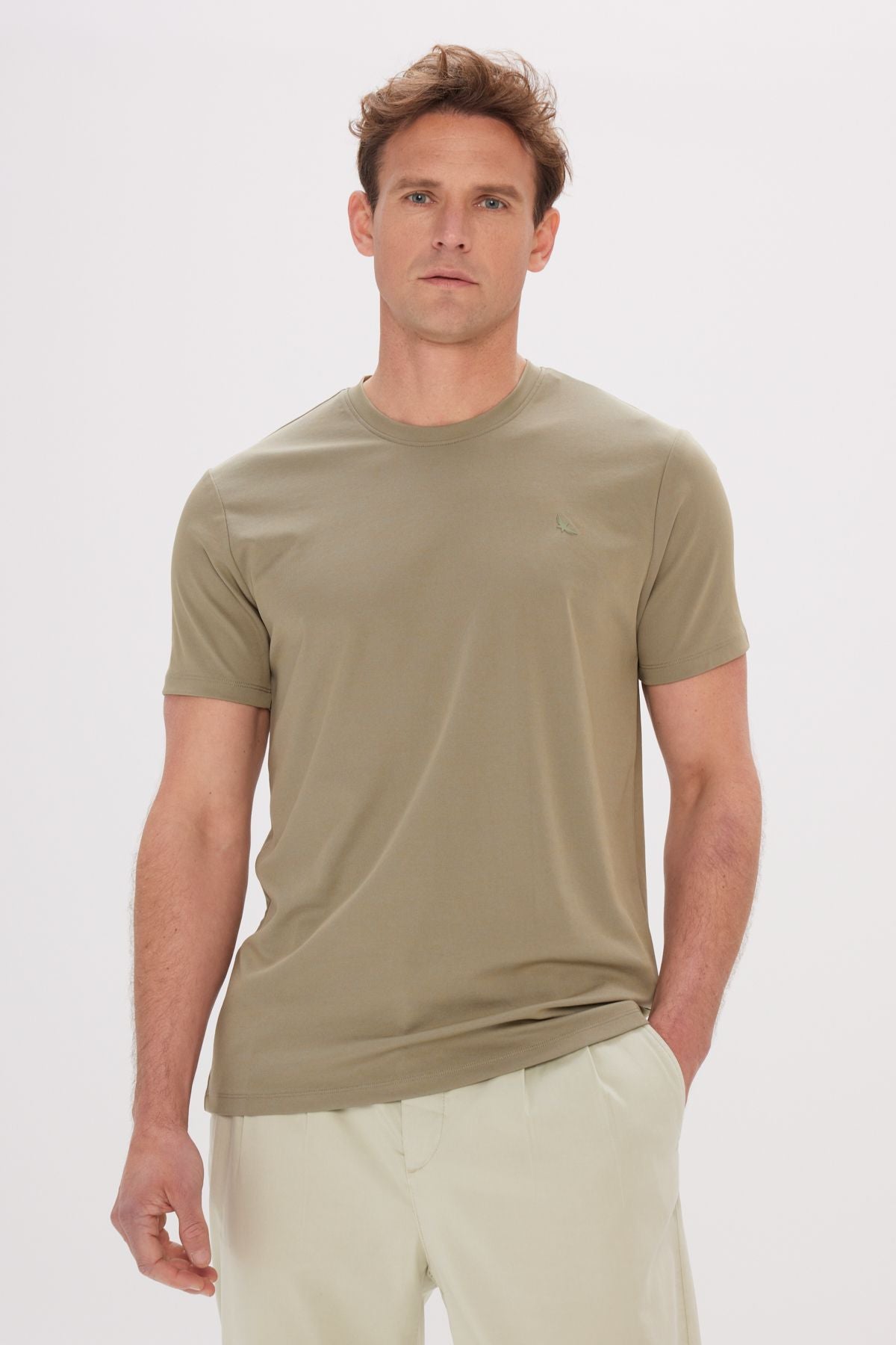 Slim fit narrow cut bike collection Collection Cotton Khaki T -shirt