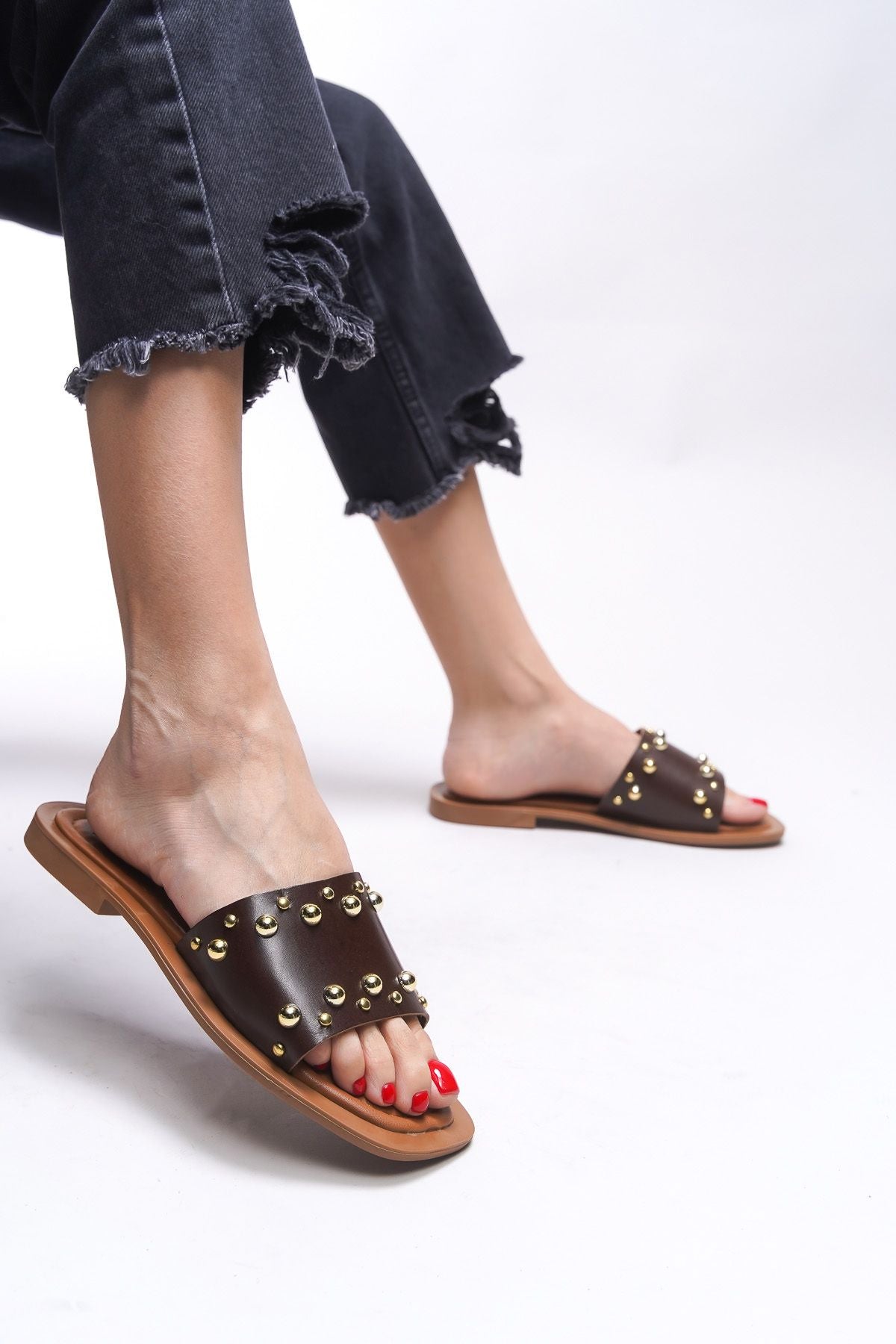 Liblaema Woman Genuine Leather Slippers 00120766 Brown