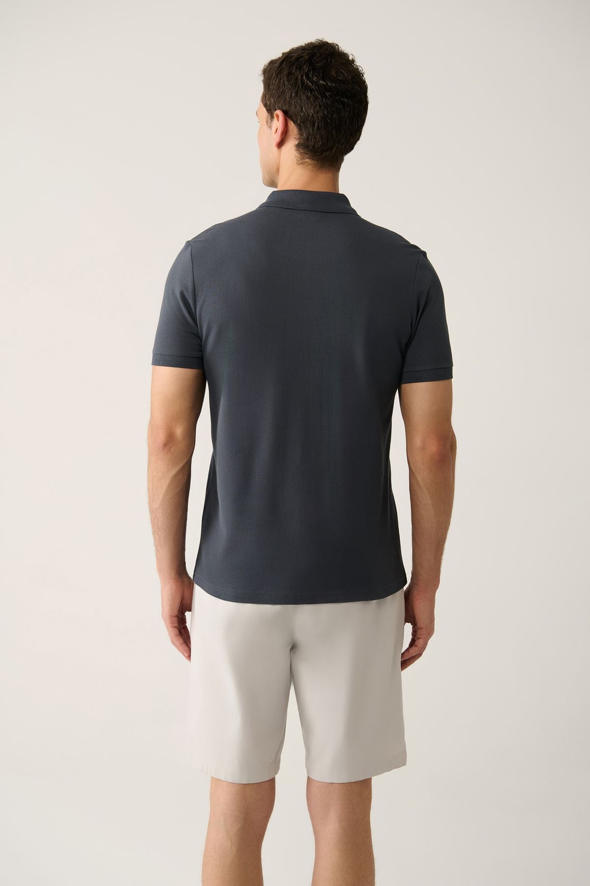 Men's anthracite 100 %cotton cool, Polo Yaka T-shirt E001004