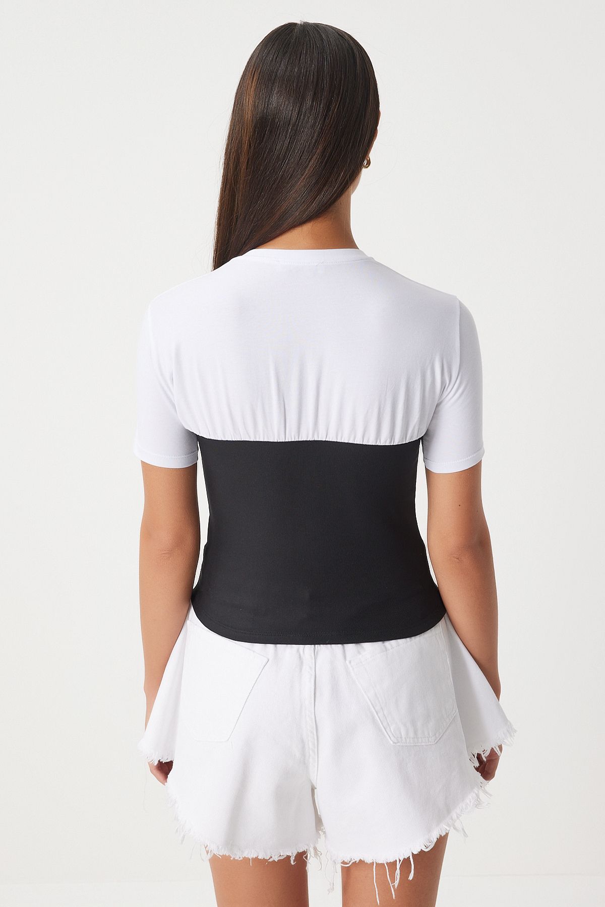 WOMEN BLACK WHITE BLOCK COLORED BLOSE AN00200