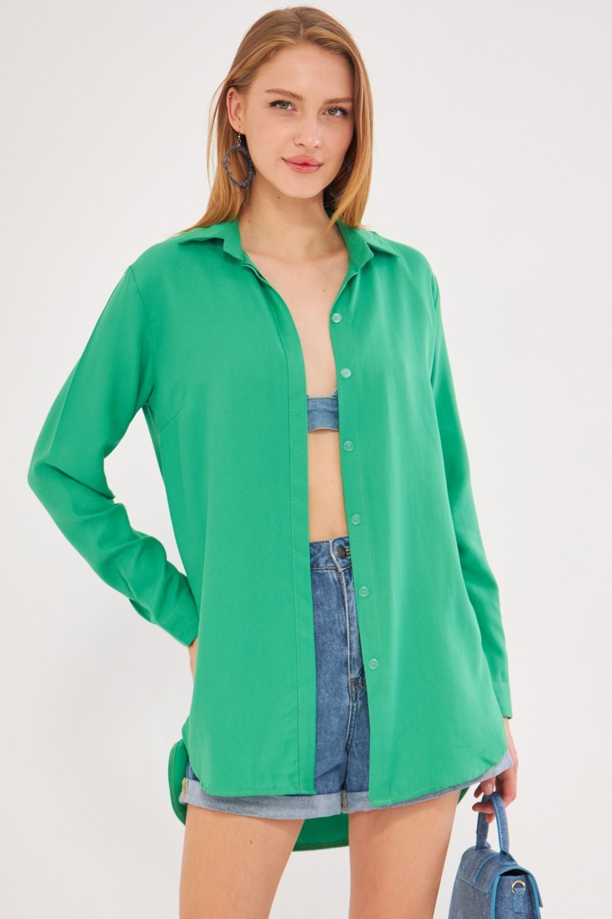 Woman Light Green Tunic Shirt ARM-19Y001003