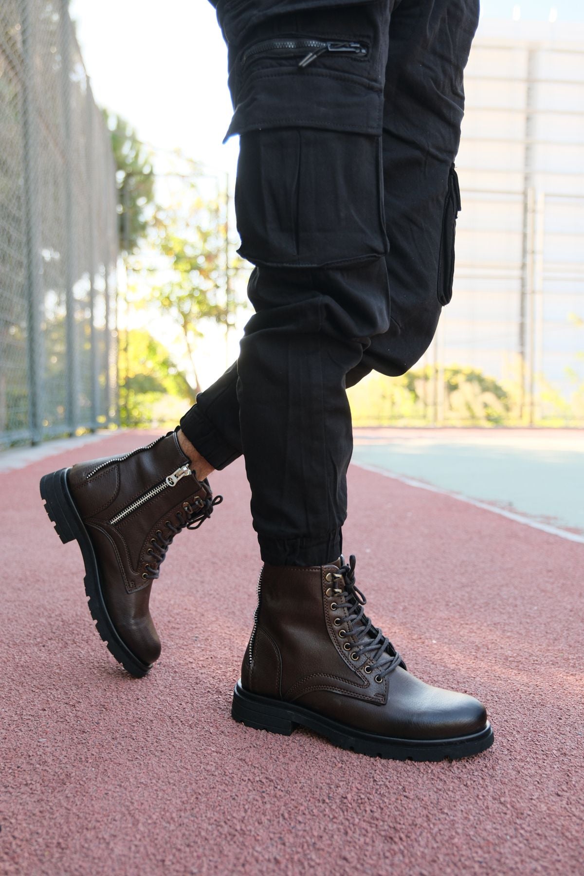 Unisex Fermuarlı Postal Bot 0012695 Kahverengi
