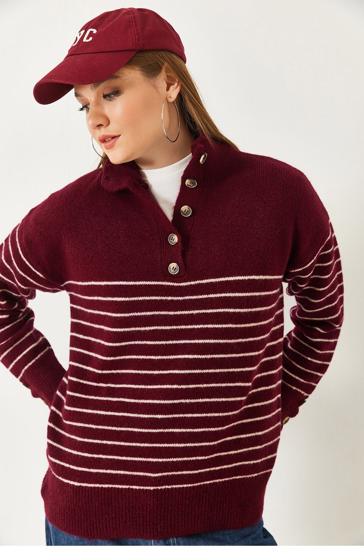 Female arm button Eggs Knitwear Sweater 20247584