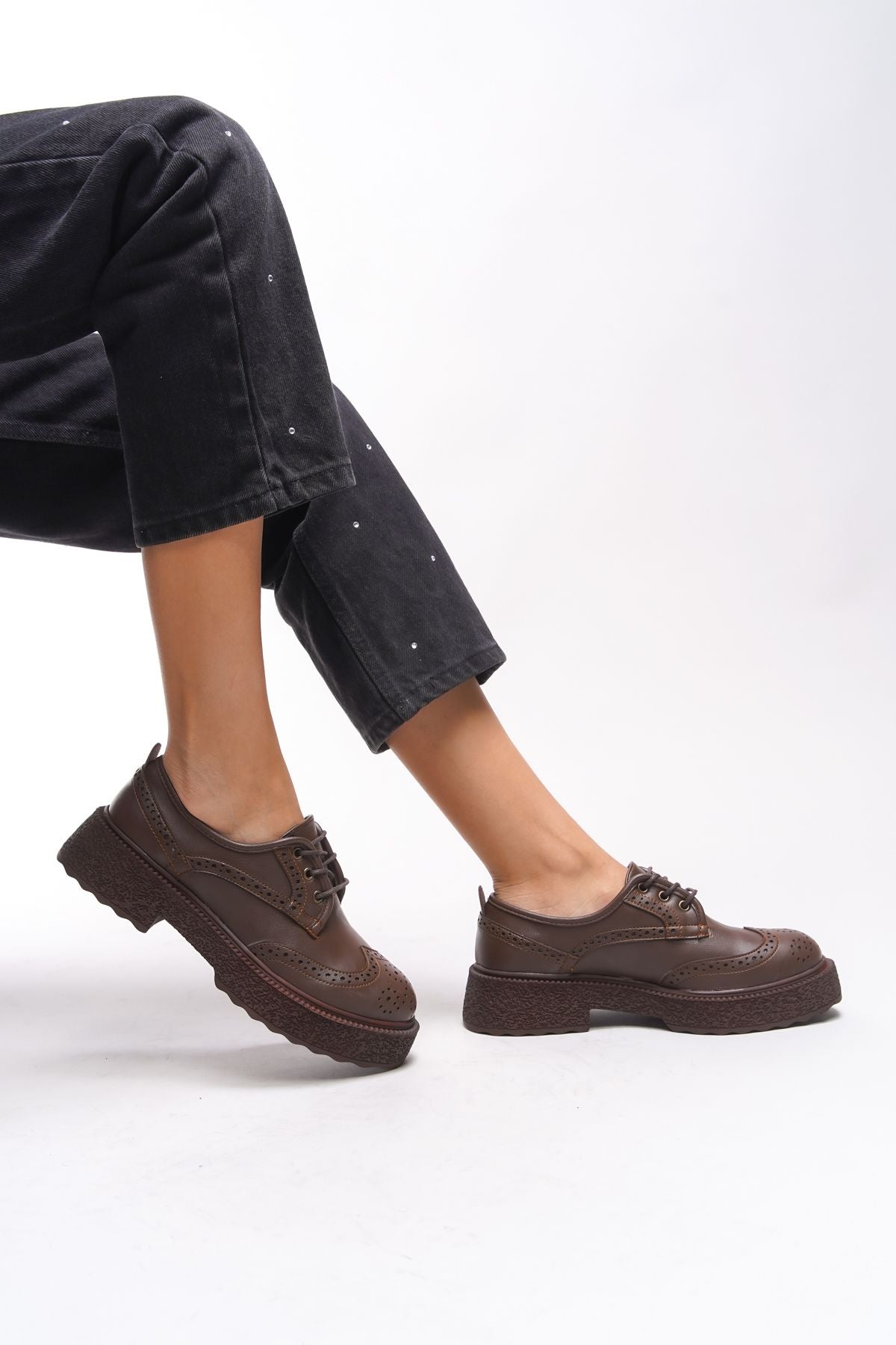 Oknyrth Women Lace Loafer 00121990 Brown Skin