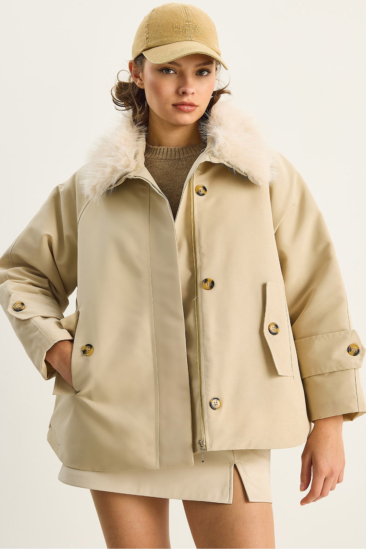 Women's Detachable Fur Collar Water Repellent Down Coat 60568 60283745