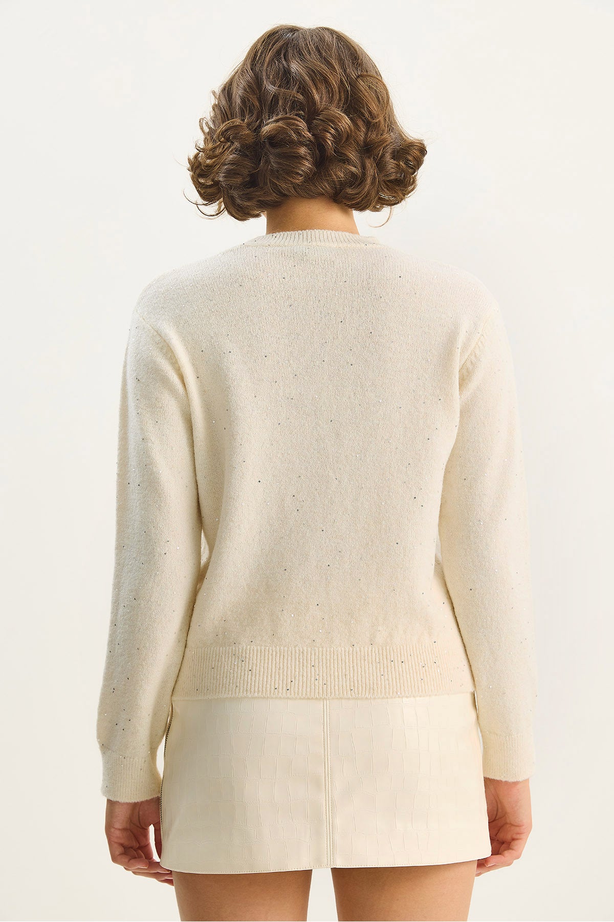 Women's Crew Neck Sequin Detailed Gilded Knitwear Sweater 4946 60283585