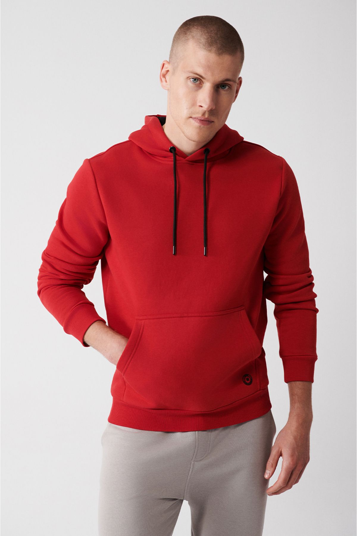 Men's red hooded 3 -IP Cotton Sweatshirt E001018
