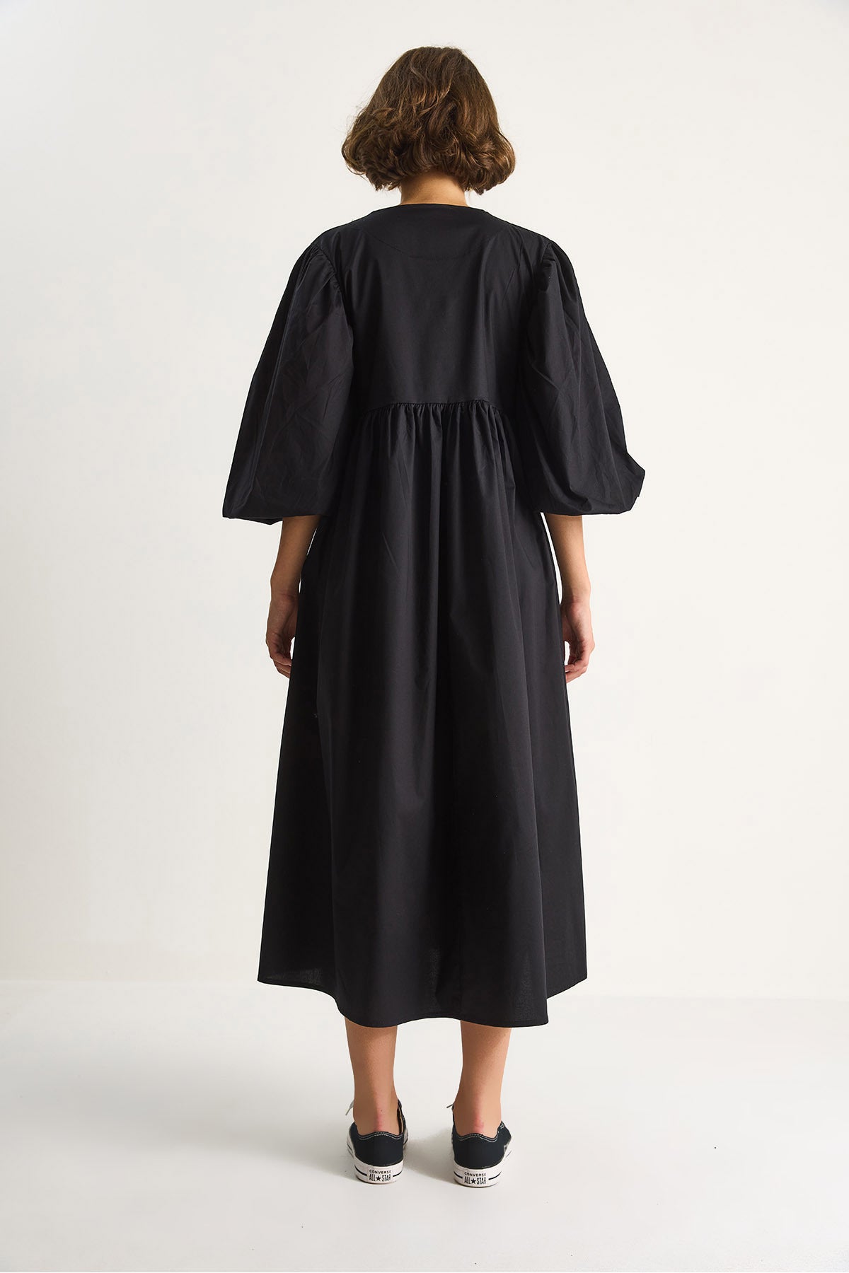 Women's V-Neck Balloon Sleeve Long Dress 60284071