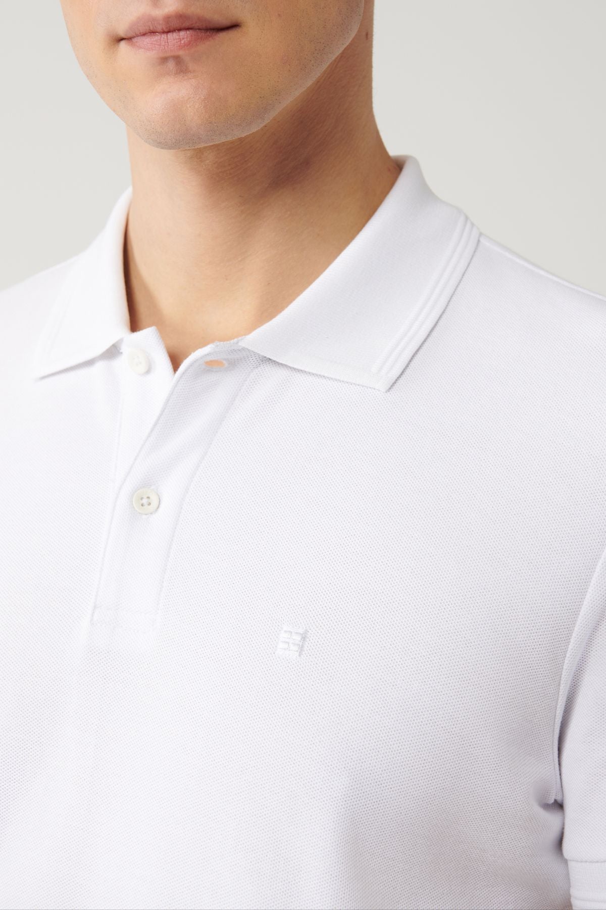 Men's White 100 %Cotton Fast Drying Polo Yaka T-shirt B001032