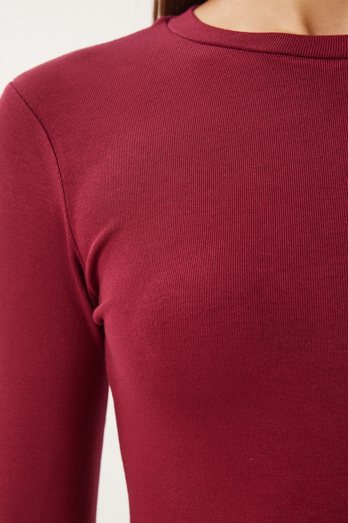 Female Bordeaux Bicycle Neck Basic Knitting Blouse CR00439