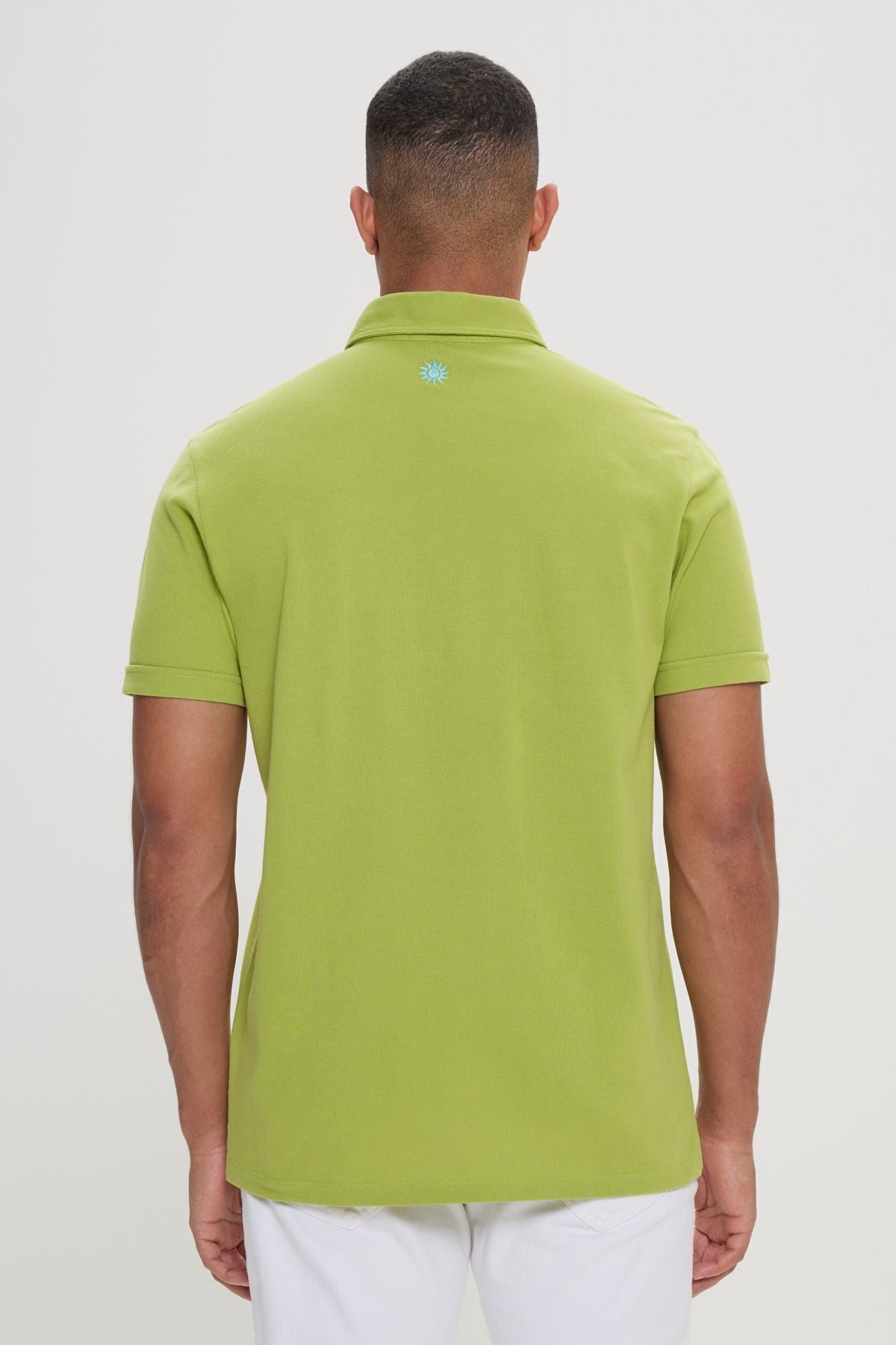 Men's Peanut Green 100 %Cotton Slim Fit Narrow Cut Polo Yaka T -shirt