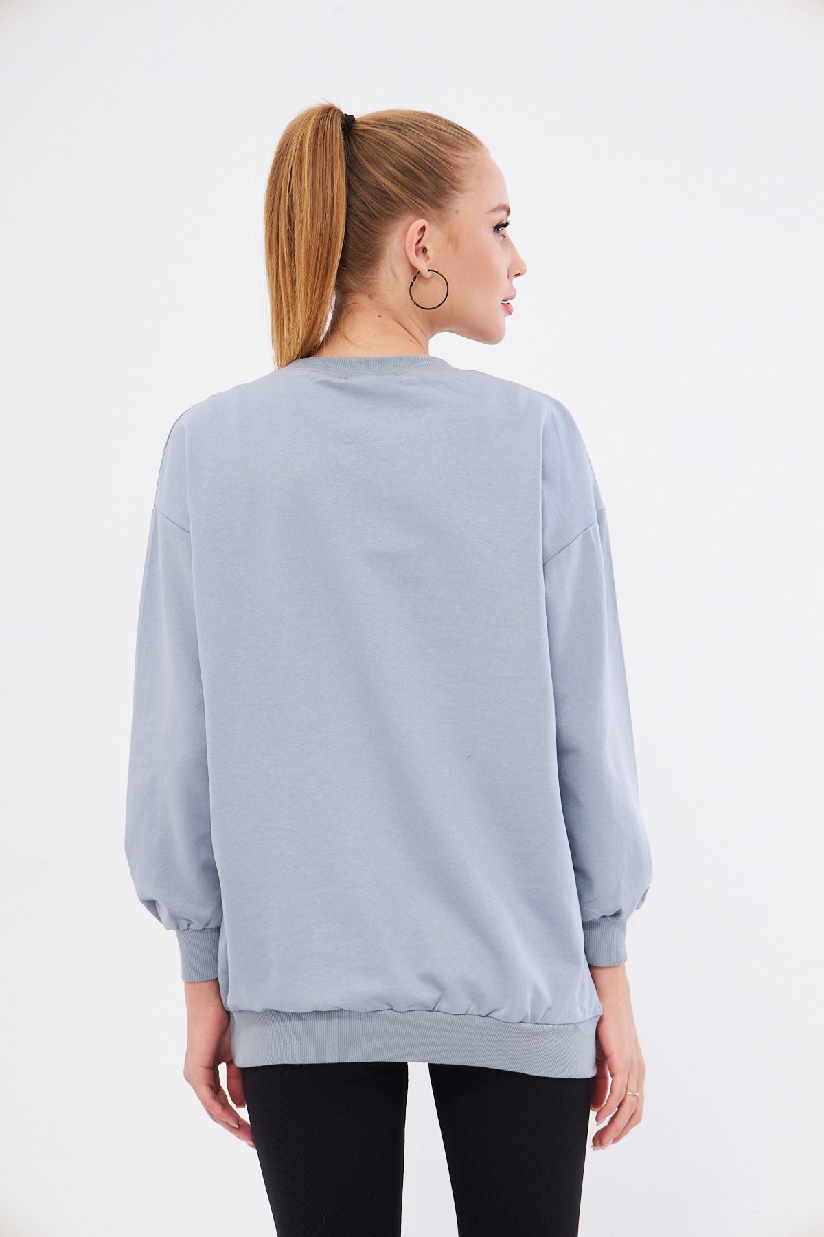 Woman Gray Sacramento Printed Oversize Sweatshirt Arm-25k001020