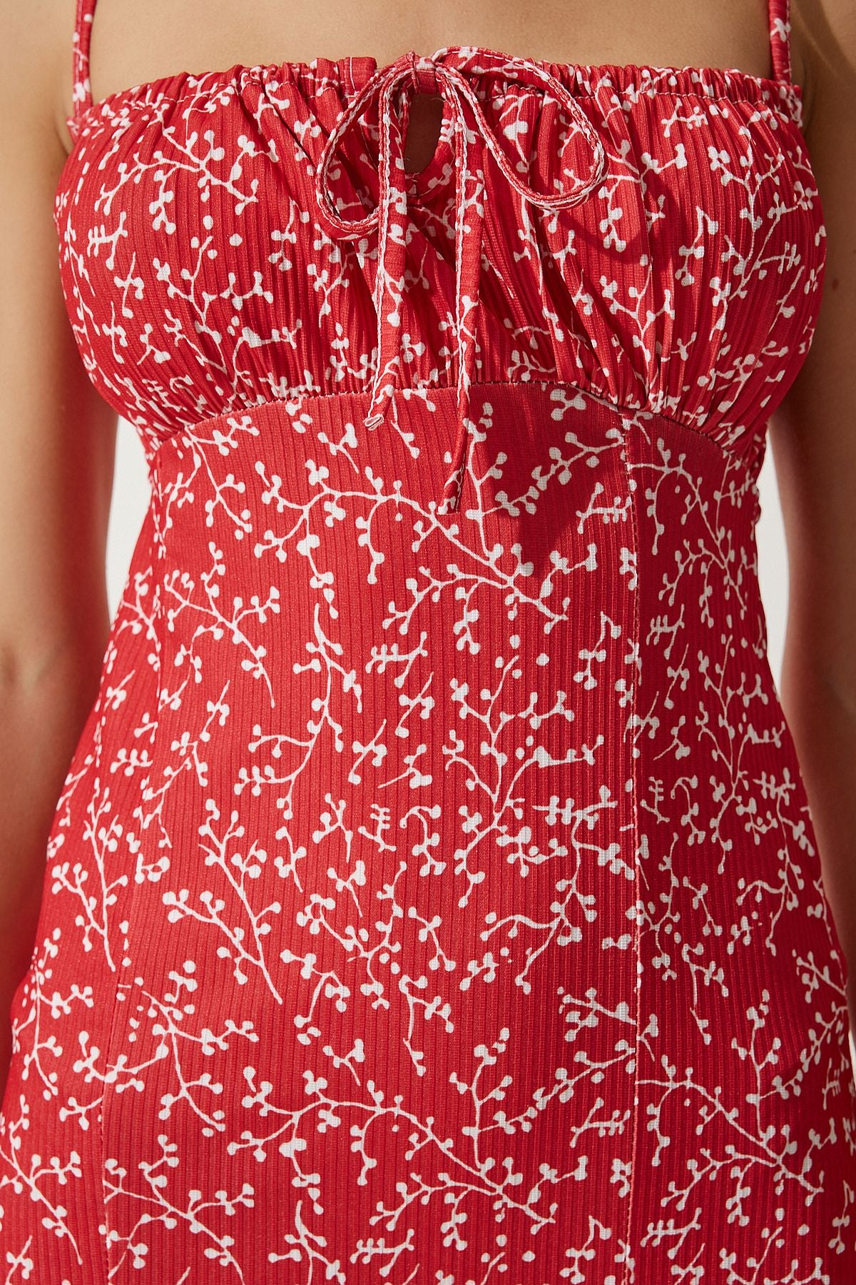 Woman Red White Flower Sweting Summer Knitting Dress CI00029