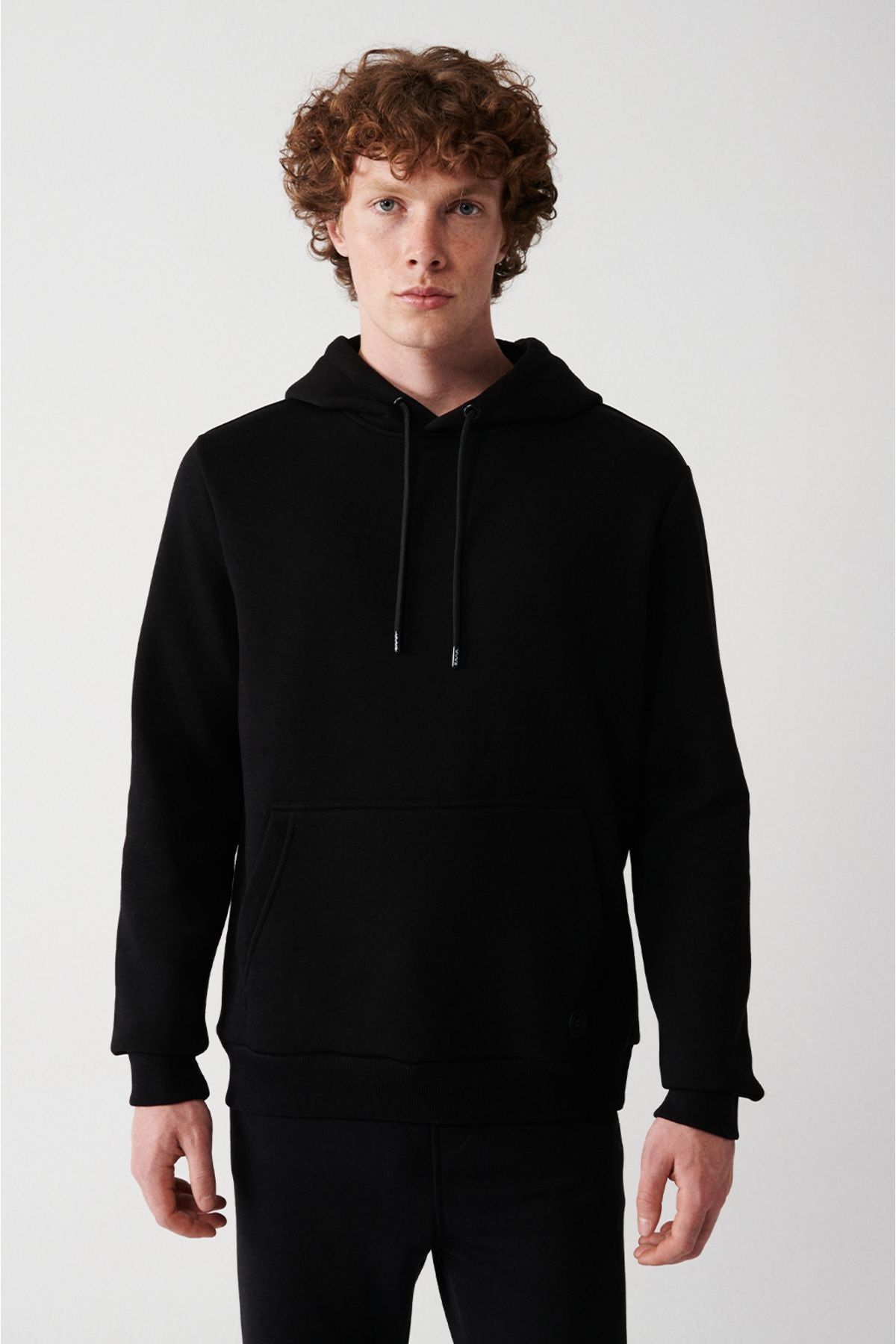 Men's black hooded 3 -IP cotton swine sweatshirt E001018