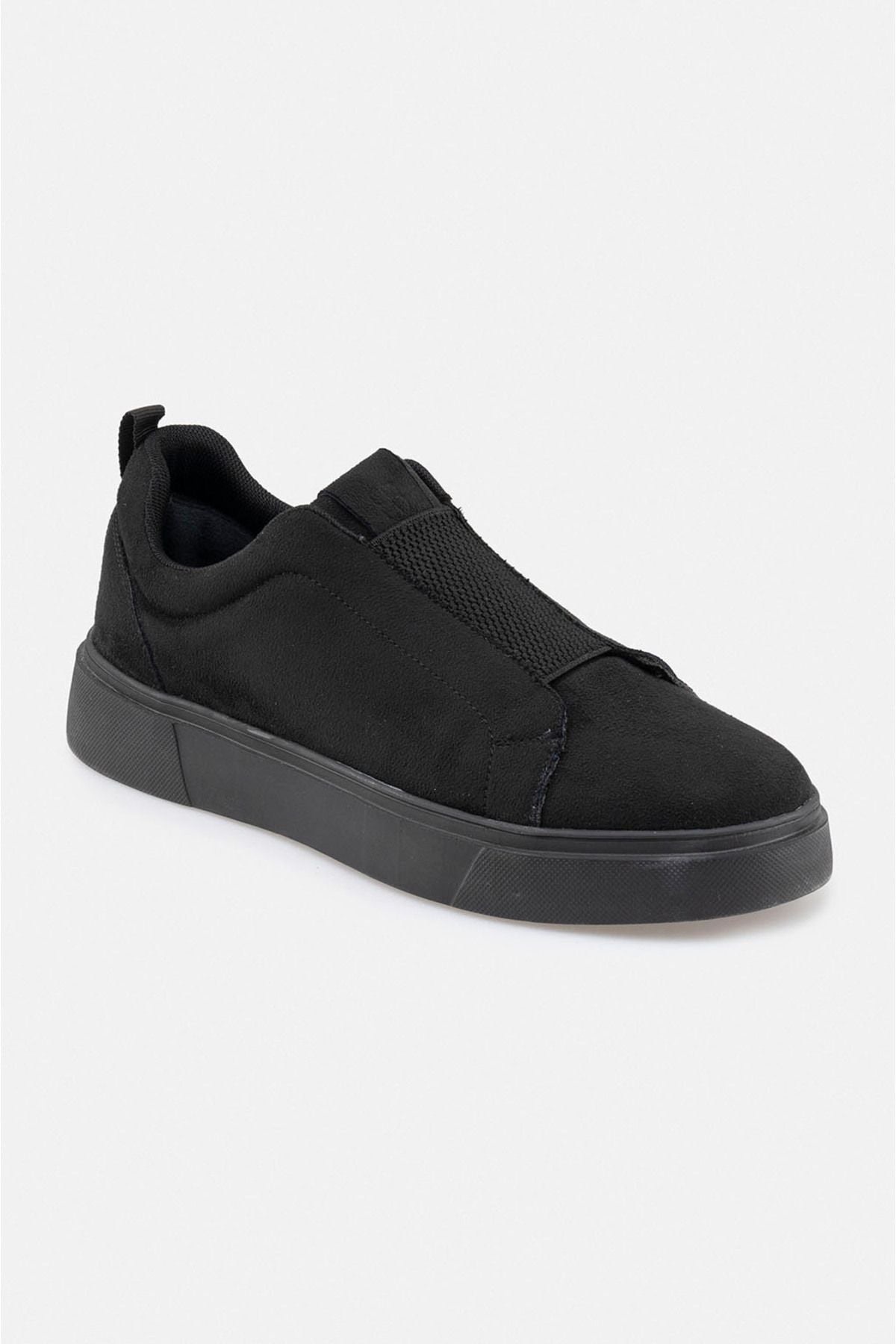 Men's black rubber band detailed flexible floor casual shoes A22y8022