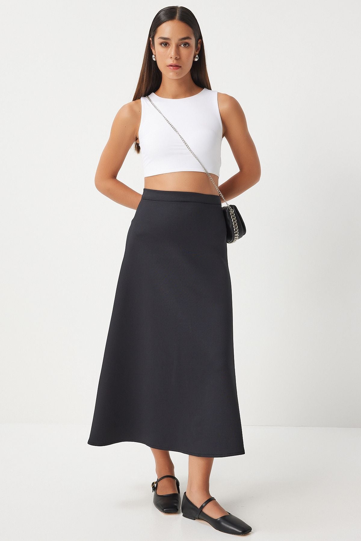 Woman Black A Cut Abundant Skirt to00148