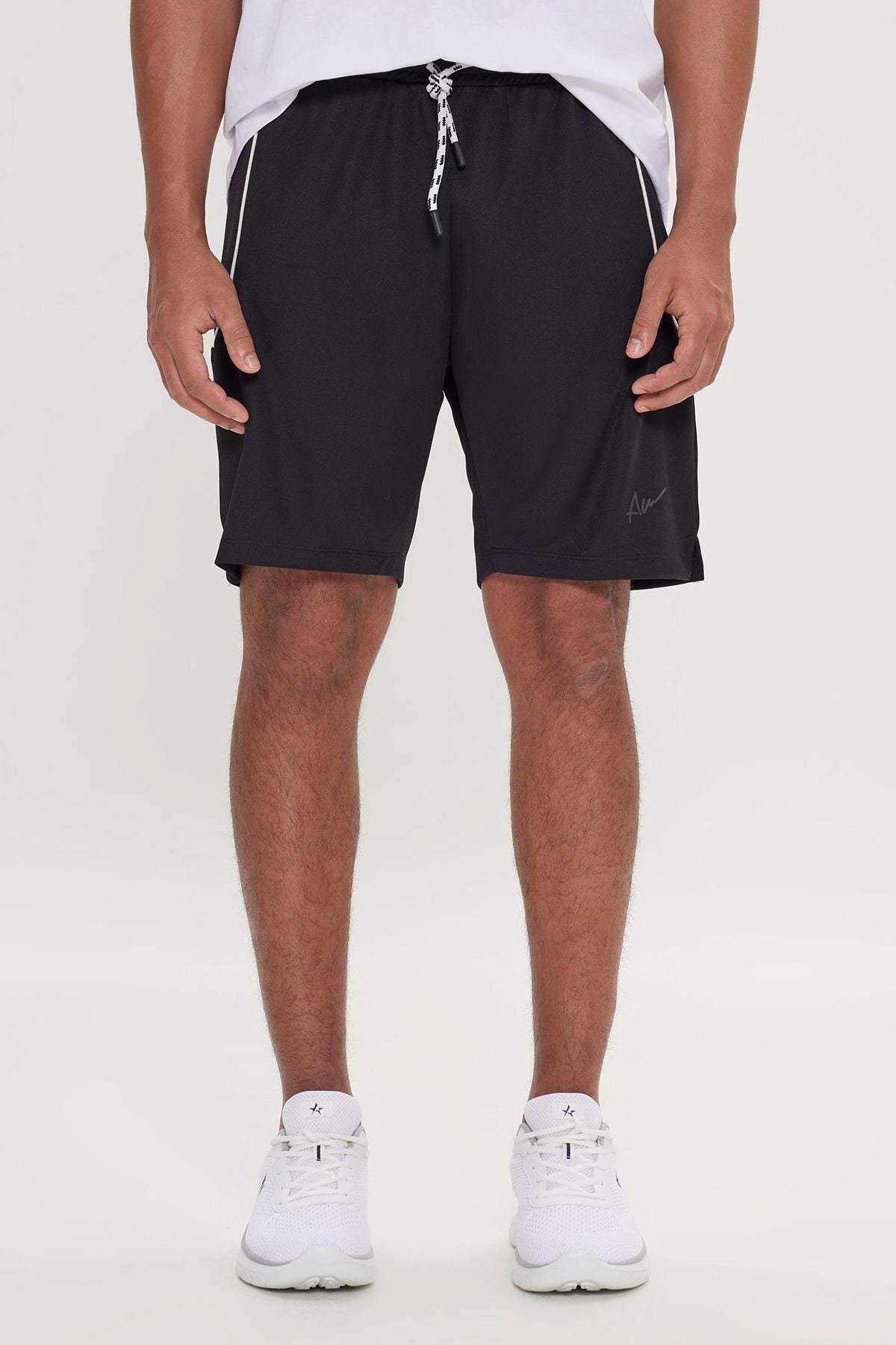 Men's Black Standard Fit Normal Cut Comfortable Knitting Shorts