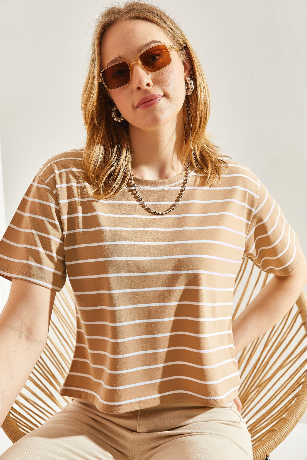 Women's Crew Neck Striped T-Shirt 60241002