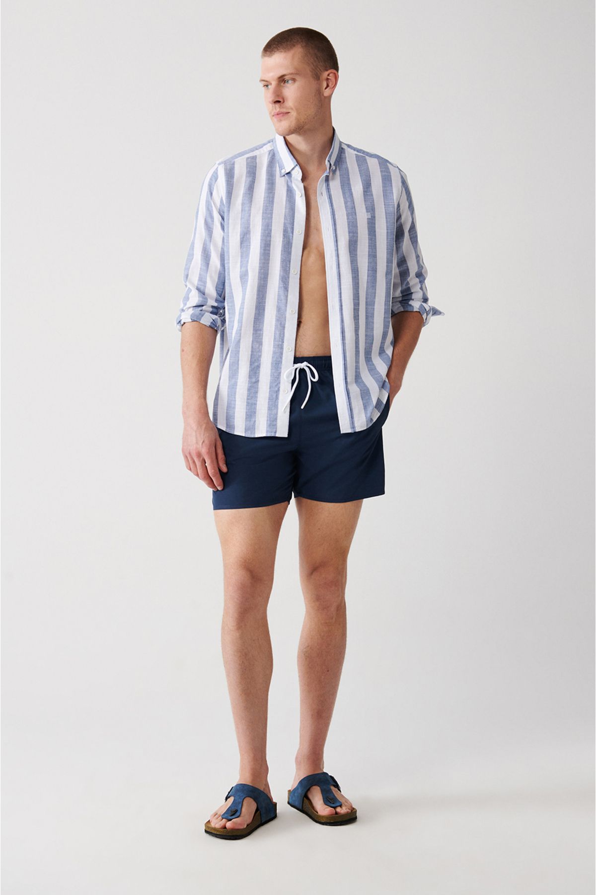 Men's Indigo Fast Drying Printed Standard Size Mayo Sea Short E003802